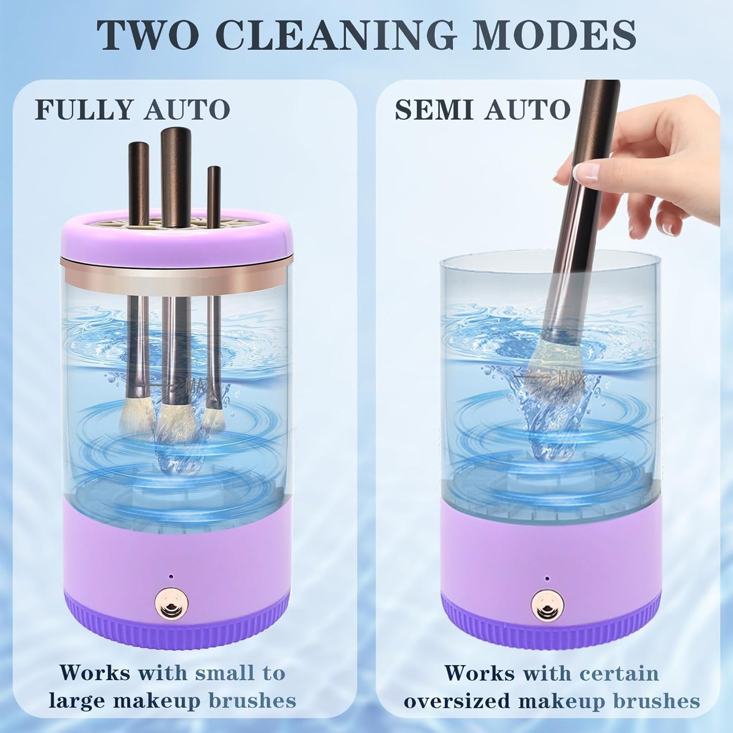 Makeup Brush Cleaner,Low noise and 8000 RPM Electric Makeup Brush Cleaner Machine for Deep Cleaning,Automatic Spinning Cosmetic Brush Cleaner for All Size Makeup Brushes and Sponges(purple)