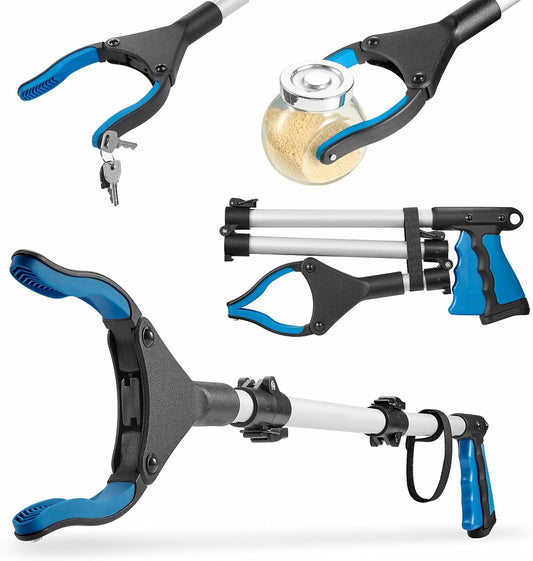 Upgraded 31 Inch Grabber Reacher Tool for Seniors, Trash Picker Upper- Anti Slip Wide Jaw, Stable Center of Gravity, Folds to 12.8 Inch Easy Storage Ideal for Trash Pickup & Surgery Recovery