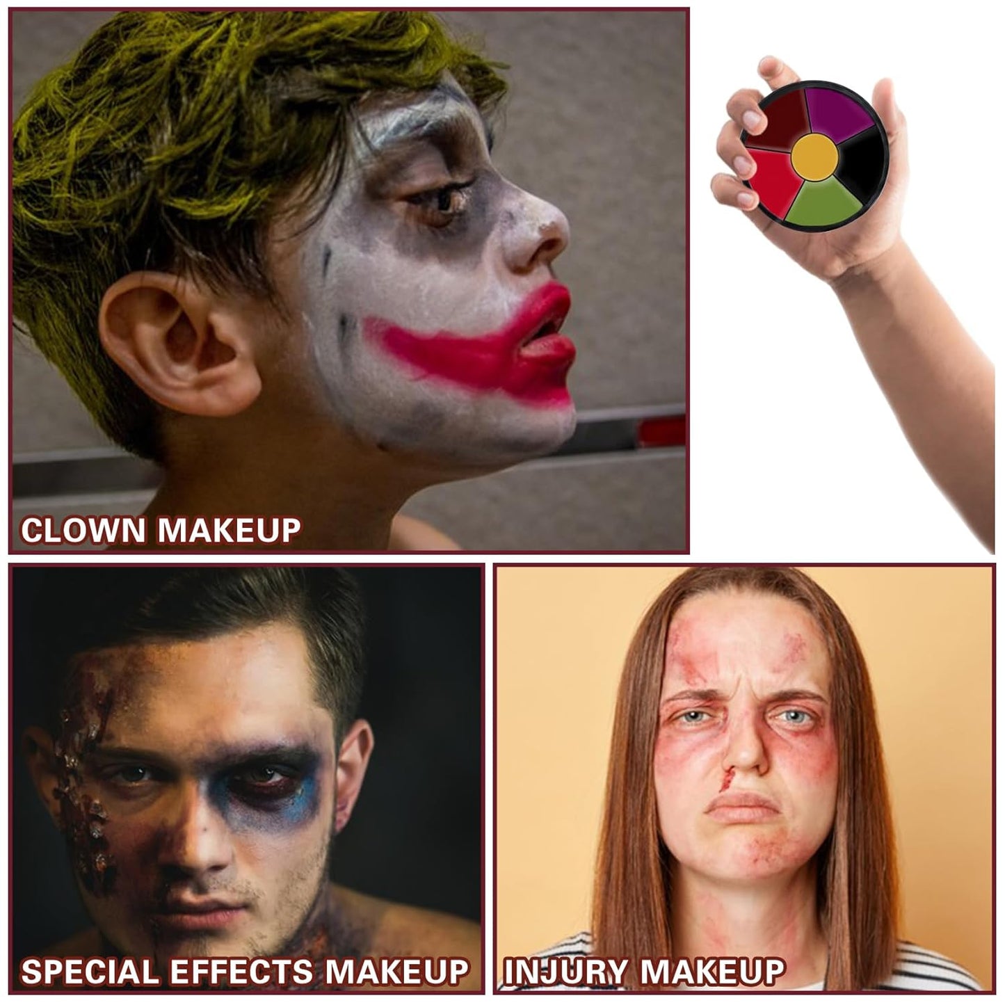 6 Colors Bruise Wheel Kit Halloween Special Effects Makeup Professional Face Body Paint Palette for Cosplay Sfx Zombie Stage Makeup Kit