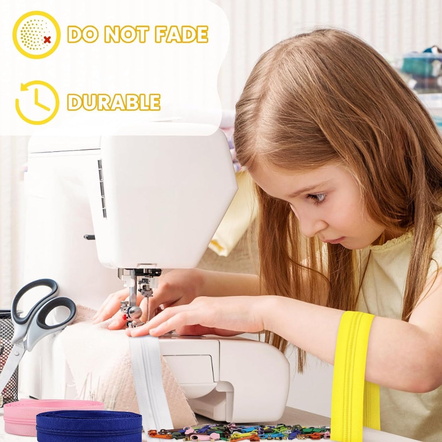 DOITEM 14 Colors Zippers by Yard, 3 mm Zipper 39 Meter 43.5 Yard Nylon Endless Zipper Set with Slider and Zipper