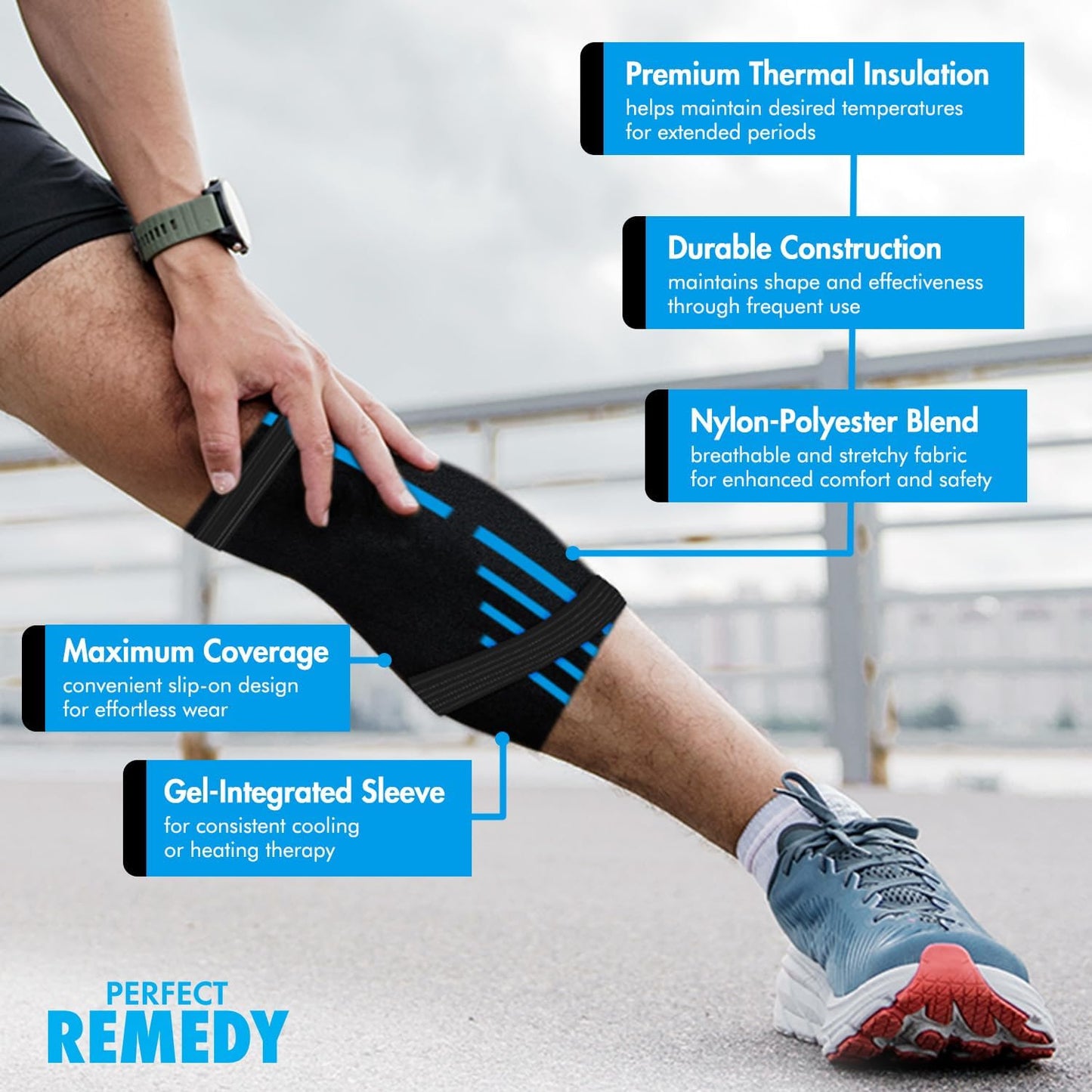 Perfect Remedy Freeze Sleeve - Hot & Cold Arm Ice Pack Wrap Compression - Tennis Elbow Cold Pack Compression for Support in Injuries - Ice Sleeve for Knee, Elbow (Small-Medium)