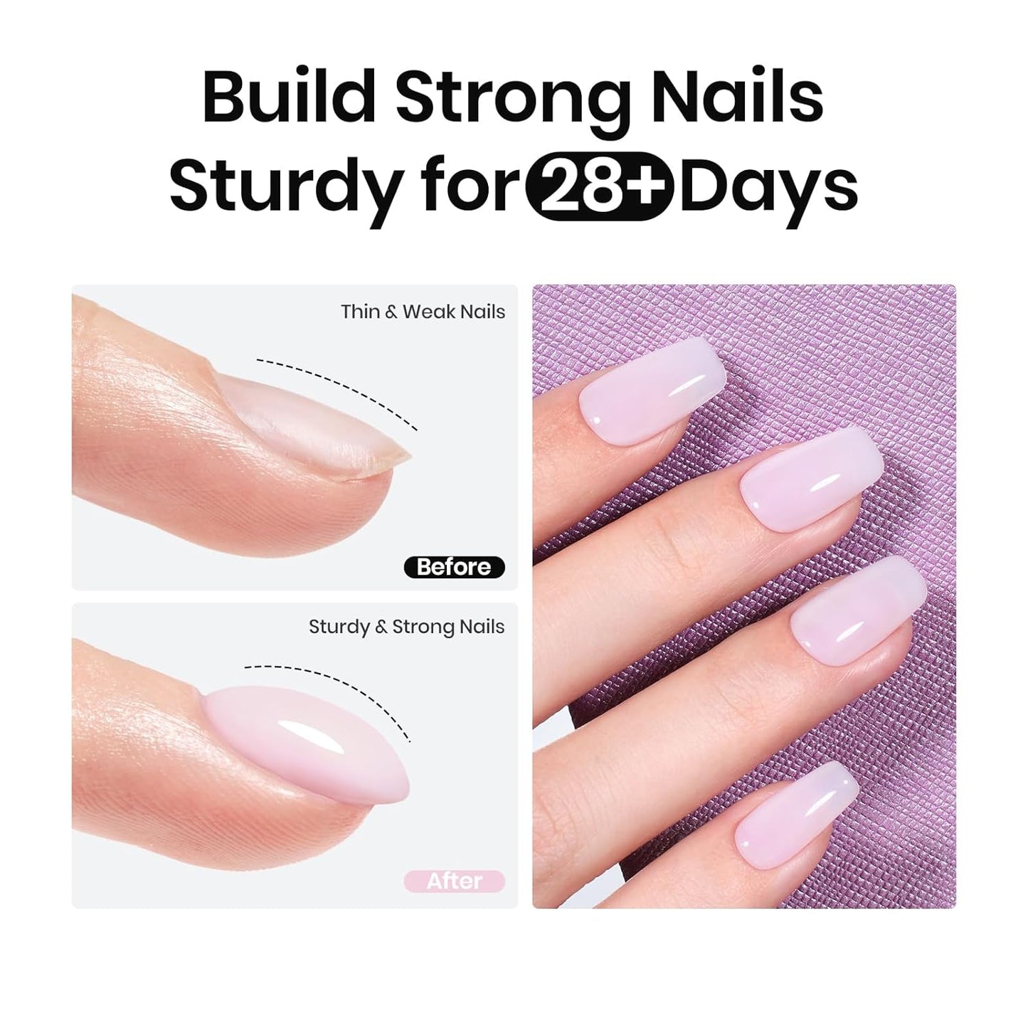 Product image Beetles Rubber Base Gel Polish, 1pc 15ml Sheer Light Pink Nail Polish Color Gel Base Coat, Natural Jelly Nude Nail Strengthener Subtle Elegance Soak Off UV LED Needed
