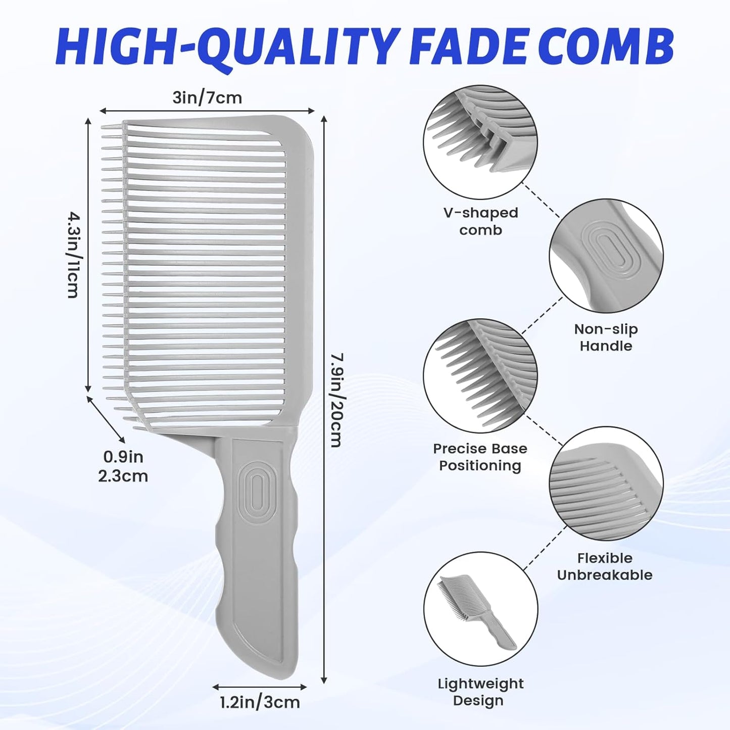 Fade Guide Hair Trimming Set for Men with Fade Comb & Adjustable Curved Haircut Band, Neckline Shaving Template and Barber Comb for DIY Home Haircuts, Guide for Clippers Barber Tools