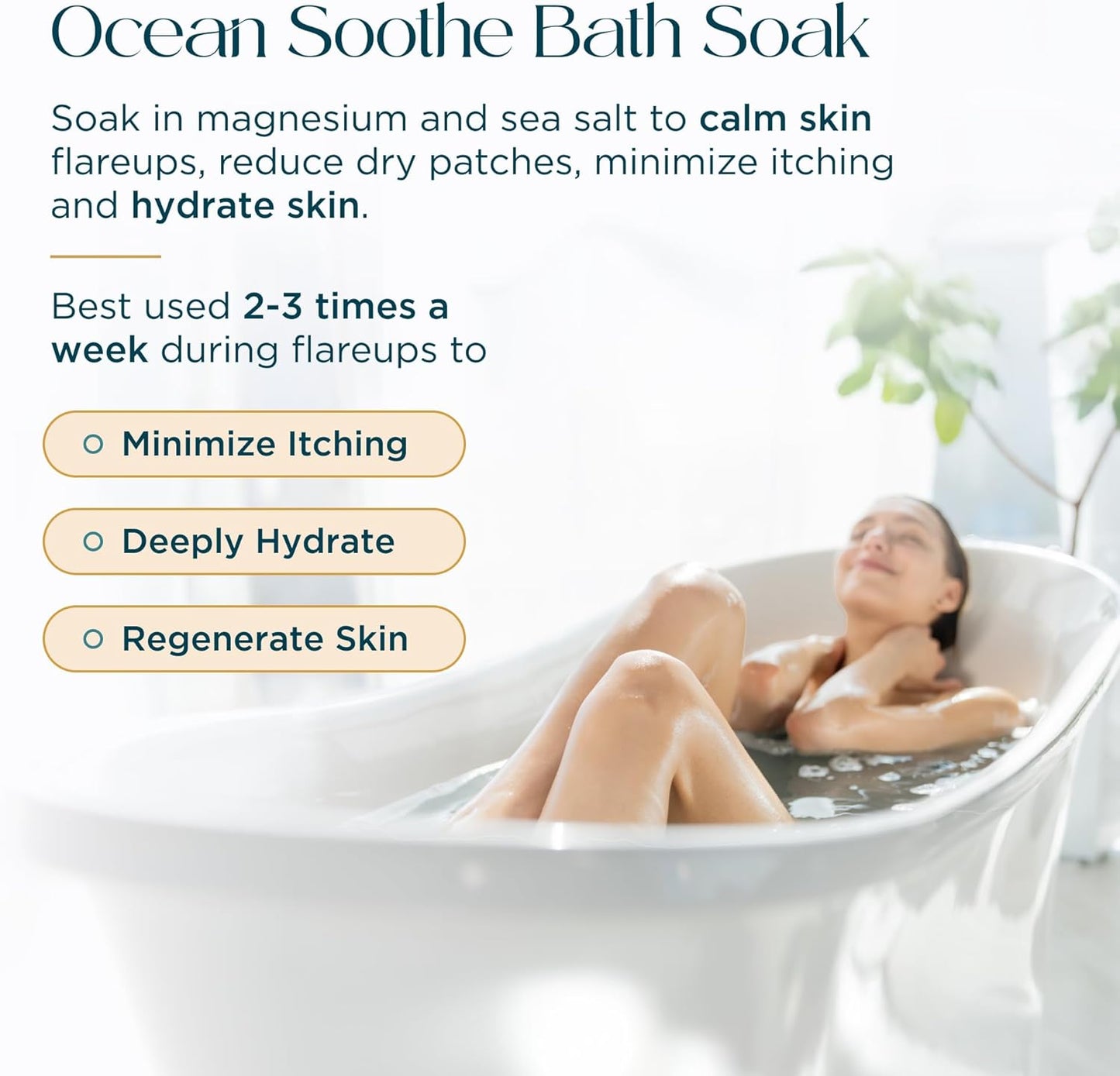 Ocean Soothe Flare Relief Bath Soak with Highly Concentrated Pure Magnesium Salts and Lavender Oil to Help Relieve Problematic and Dry Skin, Safe for Sensitive Skin, 500mL