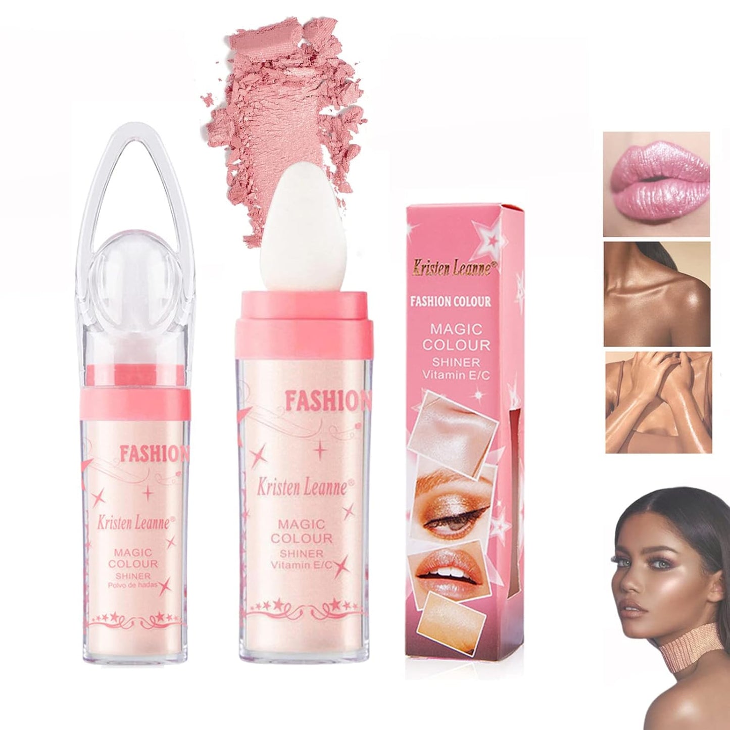 Polvo De Hadas Fairy Highlight Patting Powder Body Brightens the Natural Three-dimensional Patting Powder Blusher (02# Fairy Pink)