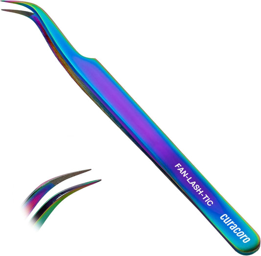 Curacoro Lash Tweezer - Professional & Precision Fiber Tip Grip Lash Tweezers for Eyelash Extensions, Multi Shapes & Purposes Tweezers for Volume, Isolation & Classic Lashes (Galaxy, Fan-lash-tic)