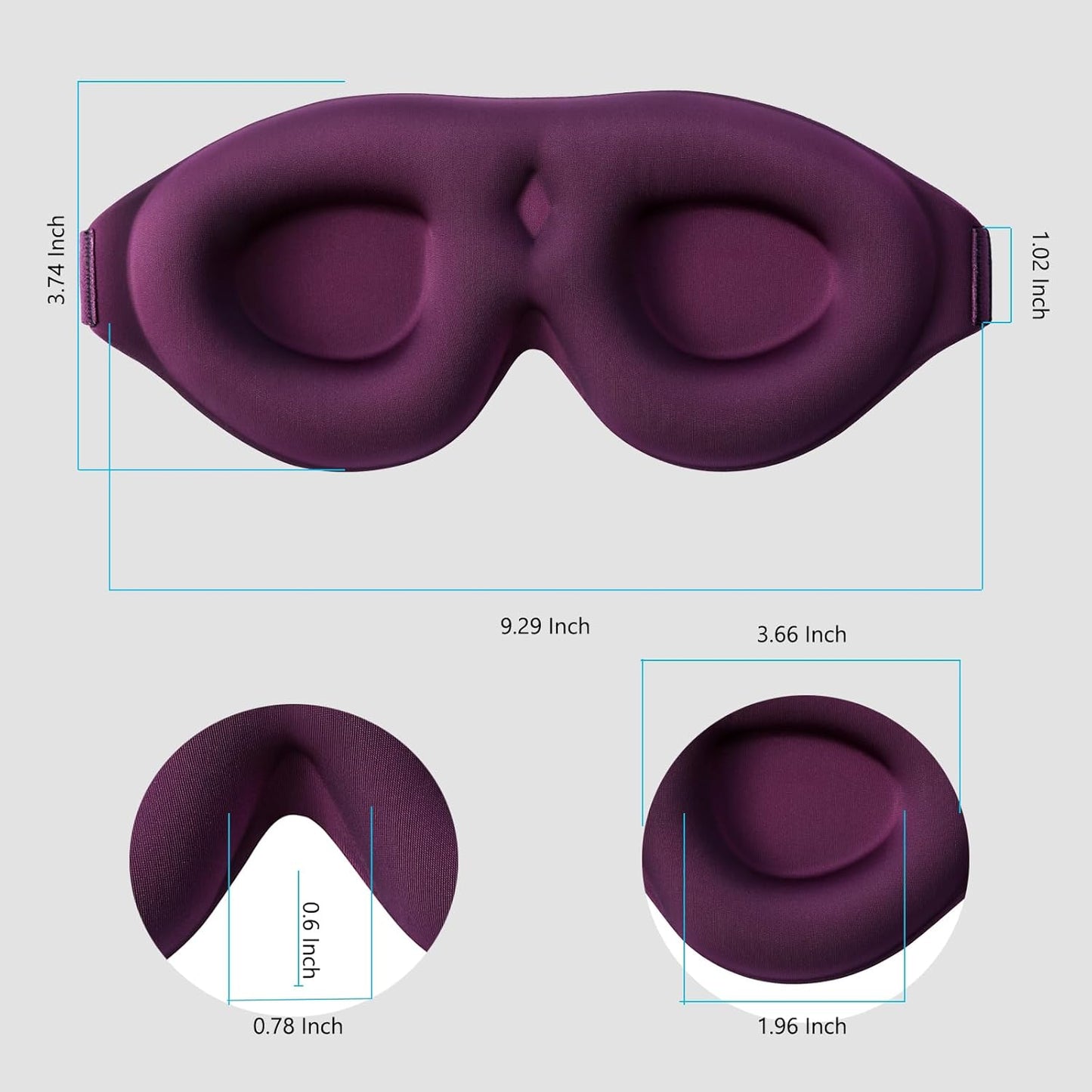 ALASKA BEAR 100% Blackout Sleep Mask for Women and Men, 3D Pillowy Soft Light Blocking Eye Mask with Contoured Eye Cups, Earplugs Set, Purple