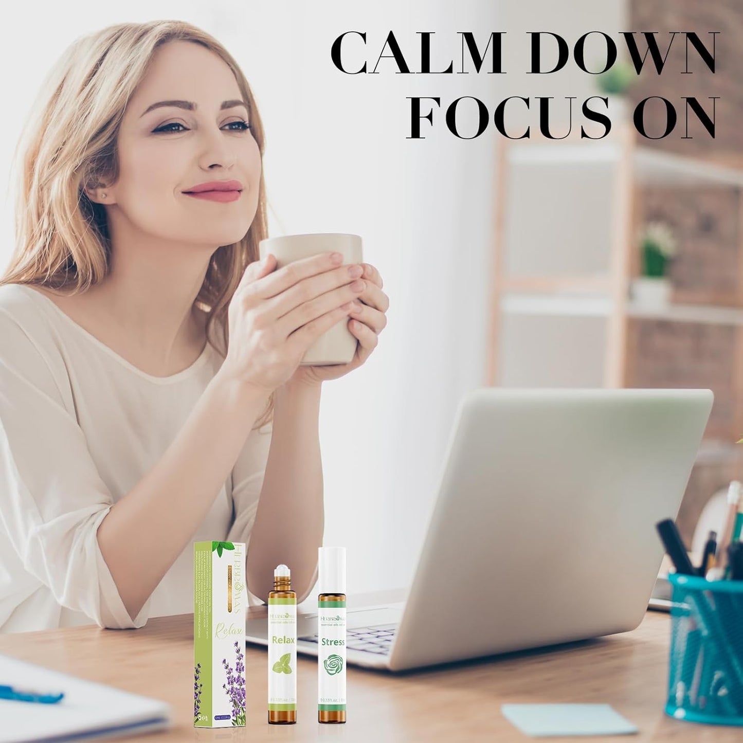 Aromatherapy Essential Oil Roll On Blend Relaxation Gift for Women, Natural and Pure Essentail Oils with Travel Size Roller Ball Bottle (Calm, 1)