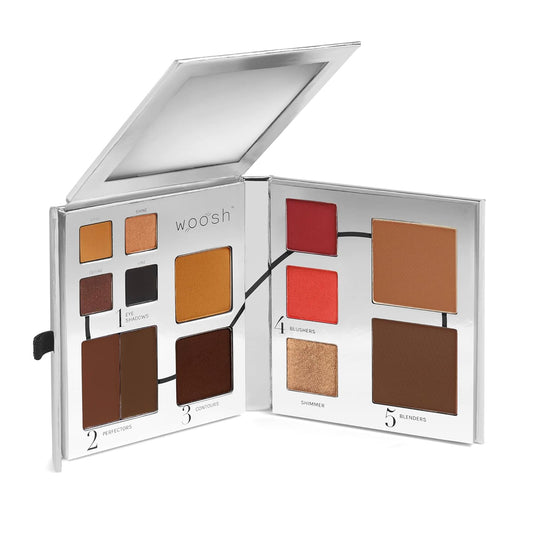 Woosh Beauty, Fold Out Face Original Makeup Palette, Travel, All in One, Neutral Cream & Powder (#5 Deep)