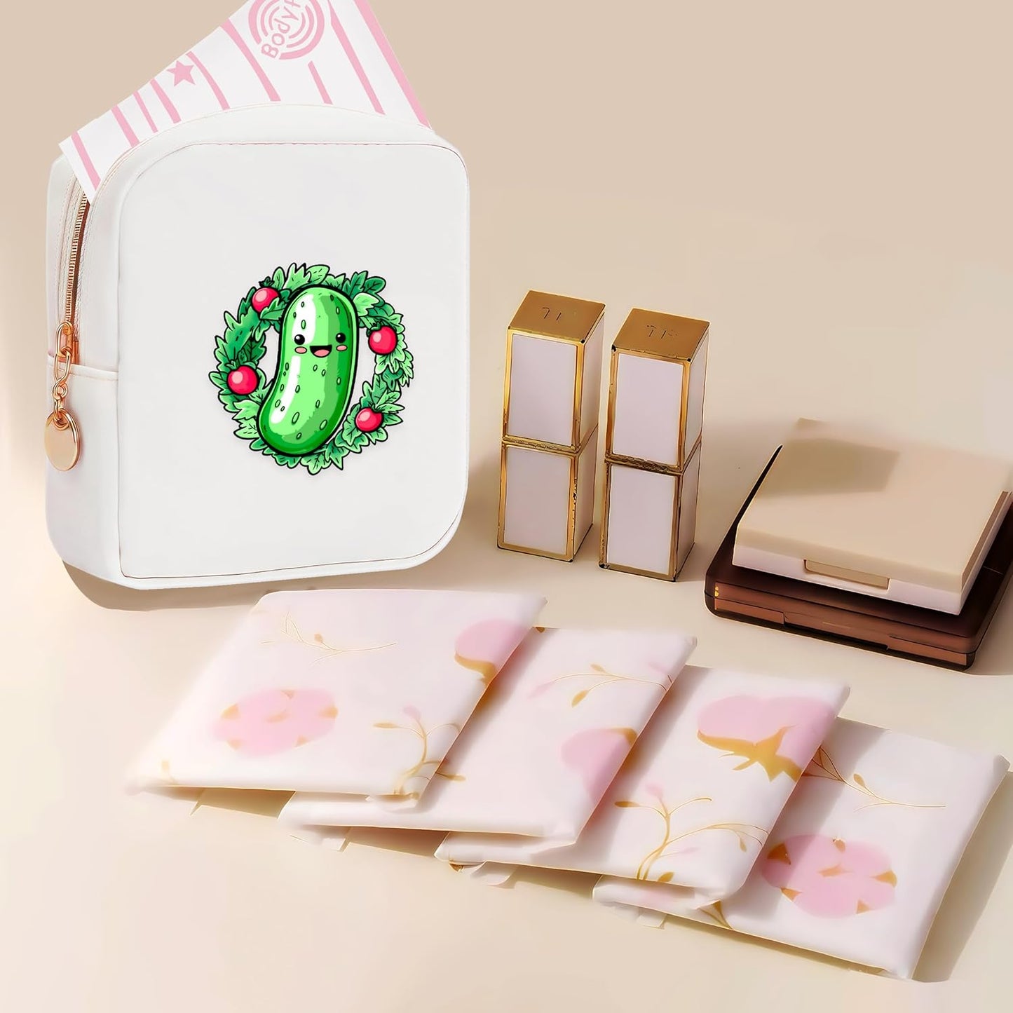 Pickle Mini Makeup Bag, Pickle Gift For Women Girls, Cute Portable Zipper Pouch Cosmetic Bag For Teen Girls Kids, Small Storage Bag For Sanitary Pad, Period napkin bag!