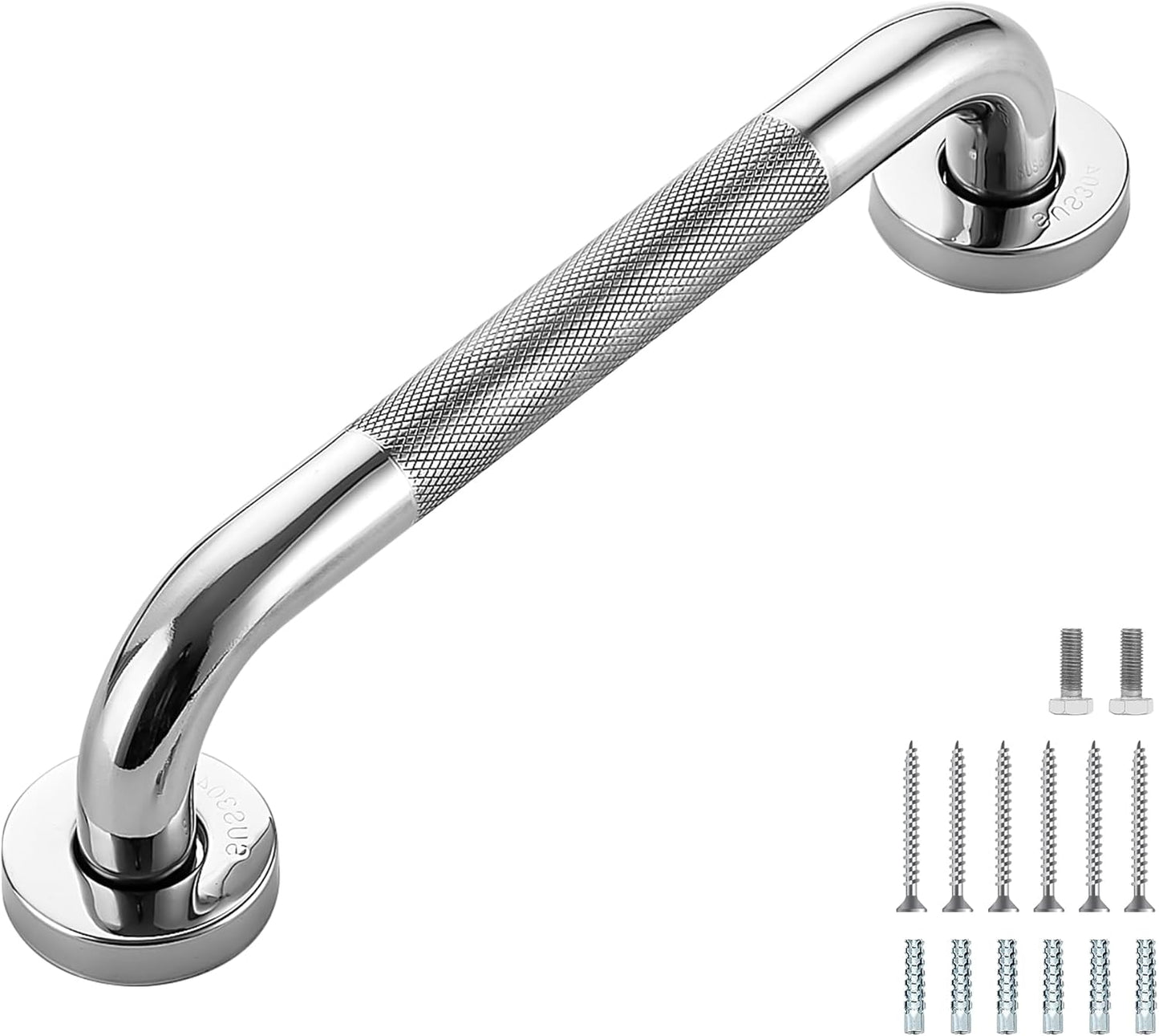 Grab Bars for Shower, 2 Pack 12-Inch Anti Slip Shower Handles for Elderly, Safety Shower Grab Bar, Stainless Steel Handicap Grab Bars for Bathroom (Polished Nickel 1" Diameter)