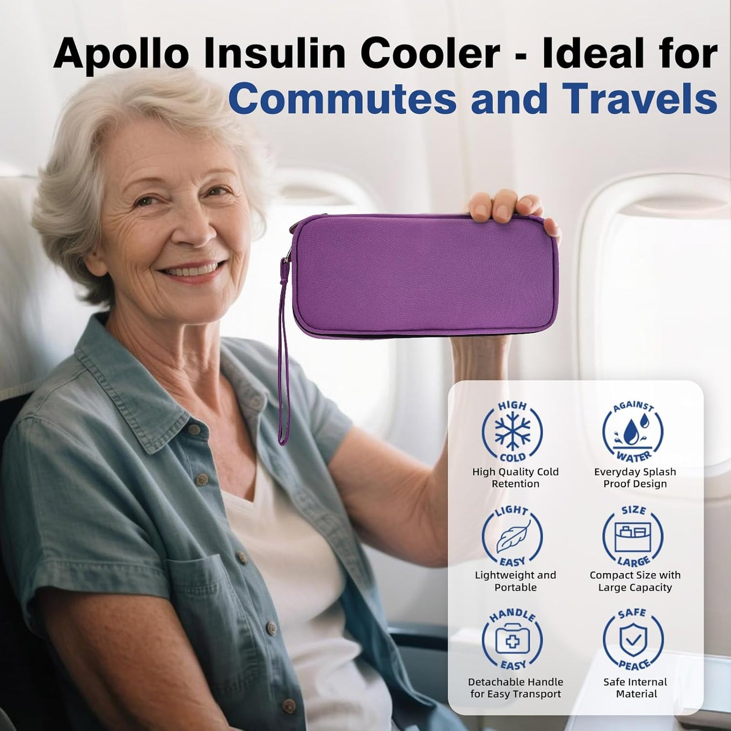 apollo walker Insulin Cooler Travel Case Diabetic Medication Cooler with Ice Packs and Insulation Liner insulin cooler travel case tsa approved