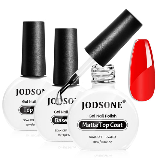 JODSONE 3Pcs Base Coat Glossy Top Coat Matte Top Coat Set Long Lasting Shine and Velvety Finish 10ml Each Salon Quality Nail Care Kit