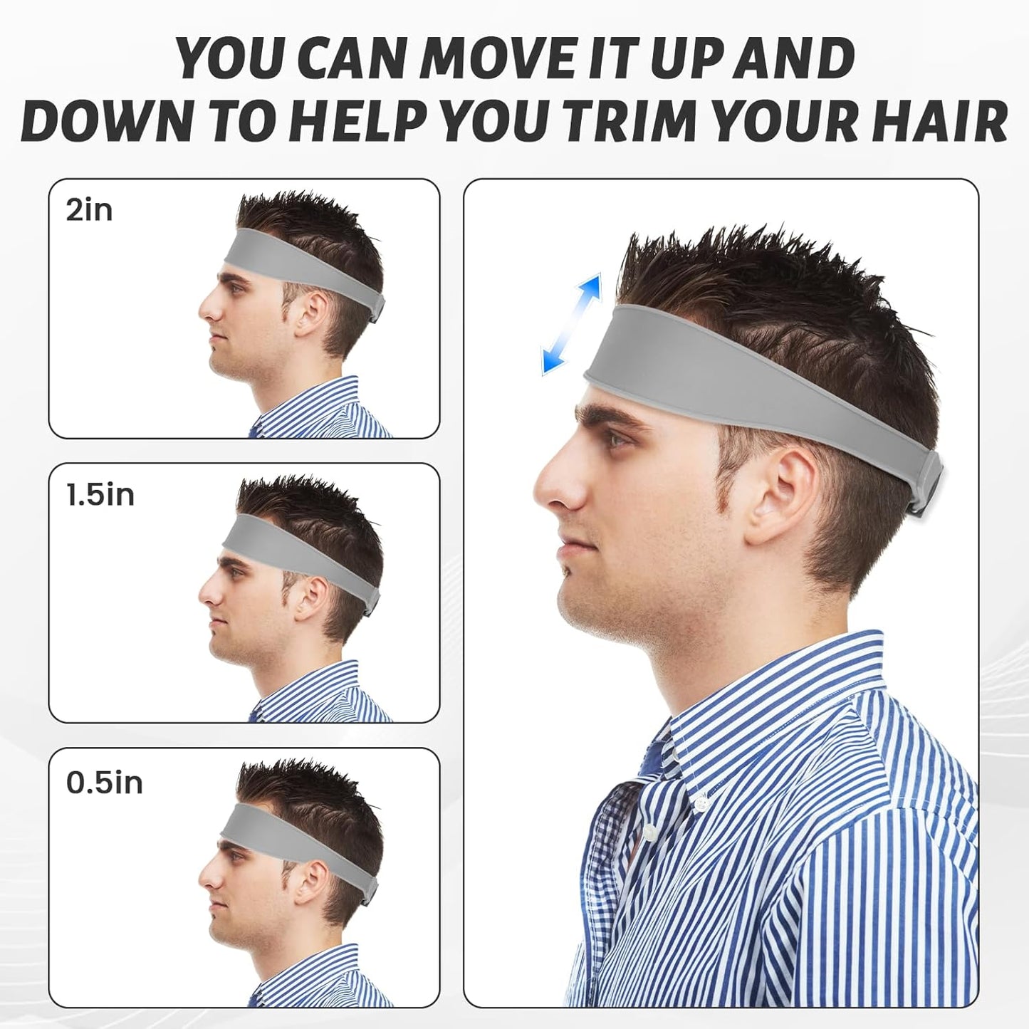 Fade Comb for Men Haircut,4PCS Fade Guide for Men Haircut Kit with Silicone Haircut Band,Barber Comb and Hairdressing Sweeping Brush,Self Hair Cutting Tool for Home DIY(Gray)