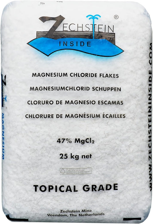 Authentic Zechstein Inside Bulk Magnesium Flakes: Magnesium Chloride Flakes for Baths | Pure, Organic, Transdermal Elemental Magnesium - Count of 50, 25-kg Bags (1,250kg Total)