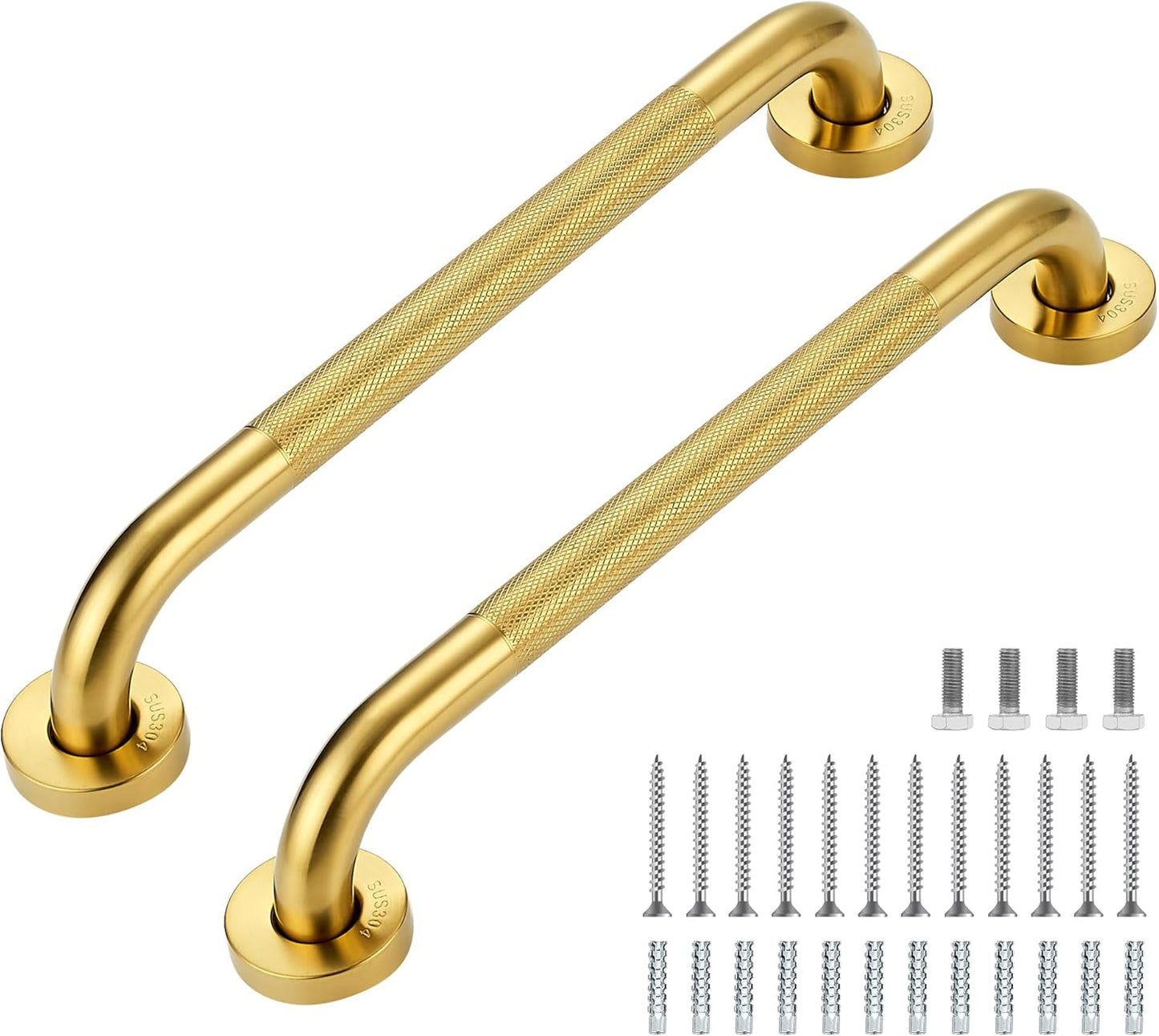 Grab Bars for Shower, 2 Pack 16-Inch Anti Slip Shower Handles for Elderly, Safety Shower Grab Bar, Stainless Steel Handicap Grab Bars for Bathroom,Toilet (Gold, 1" Diameter)