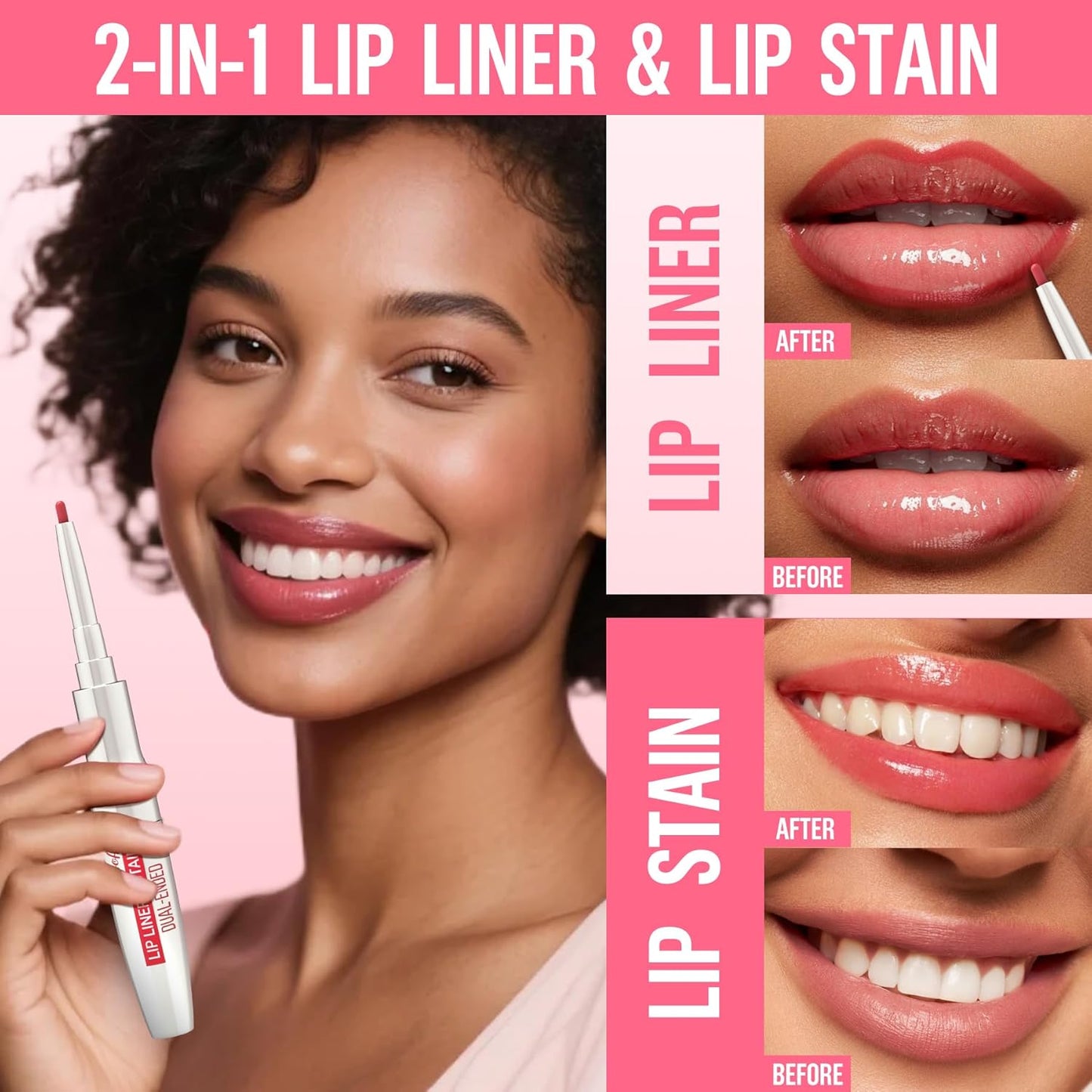iMethod Lip Liner Stain - Lip Stain, 2-In-1 Dual-Ended Peel Off Lip Stain with Tweezer, Natural Long Lasting Peel Off Lip Liner, Easy to Use for All Skin Types, Stay All Day, Cocoa