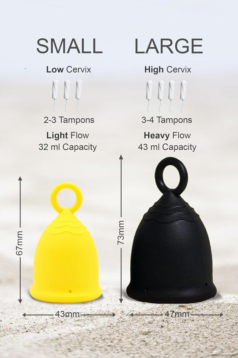 Menstrual Cup - Reusable, Soft & Safe Medical Grade Silicone Period Cup - 12 Hours Comfort - Eco Friendly Tampon & Pad Alternative for Active Lifestyle & Heavy Flow (Yellow & Black)