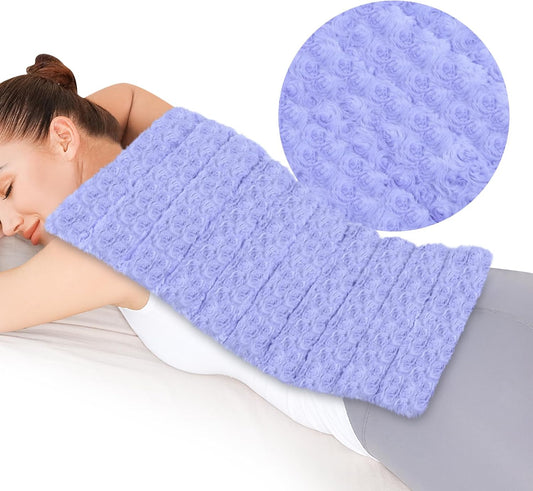 REVIX Extra Large Heating Pad Microwavable for Back with Moist Heat, Microwave Heated Wrap for Full Back, Neck Shoulder and Muscles, Rose Velvet XXL Rice Bean Bag