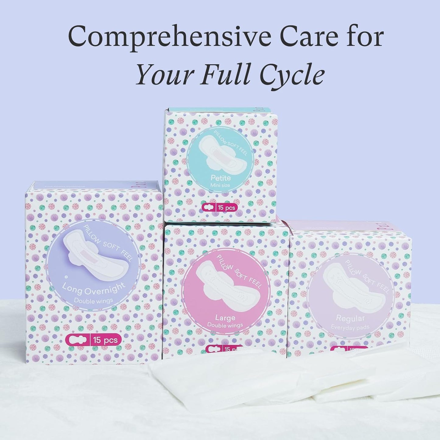 Teens Maxi Period Pads with Wings for Tweens, Organic Cotton Sanitary Pads for Teens Girls 9-14, Long Overnight Size, 15 CT