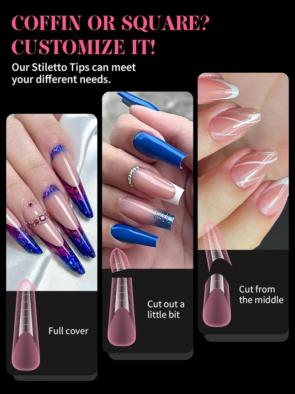 EBANKU Dual Nail Forms for Poly Extension Gel, 120 PCS Pink Nail Molds Reusable Nail Extension Forms for Builder Gel Manicure Design Salon DIY 12 Sizes