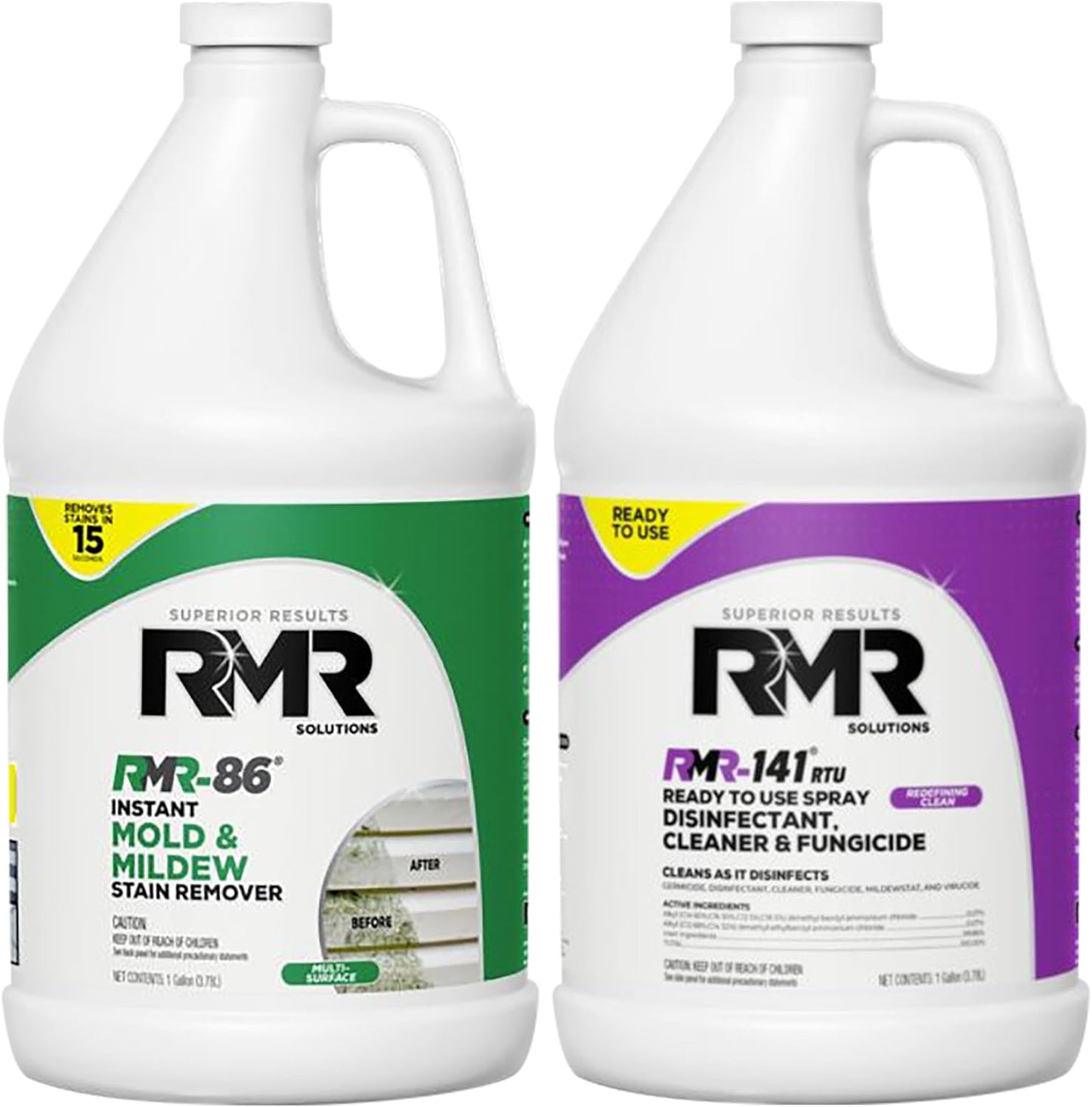 RMR Brands DIY Mold Remover Bundle - Complete Mold Killer & Stain Remover Bundle - Mold and Mildew Prevention Kit, Disinfectant Spray, Includes 2-1 Gallon Bottles
