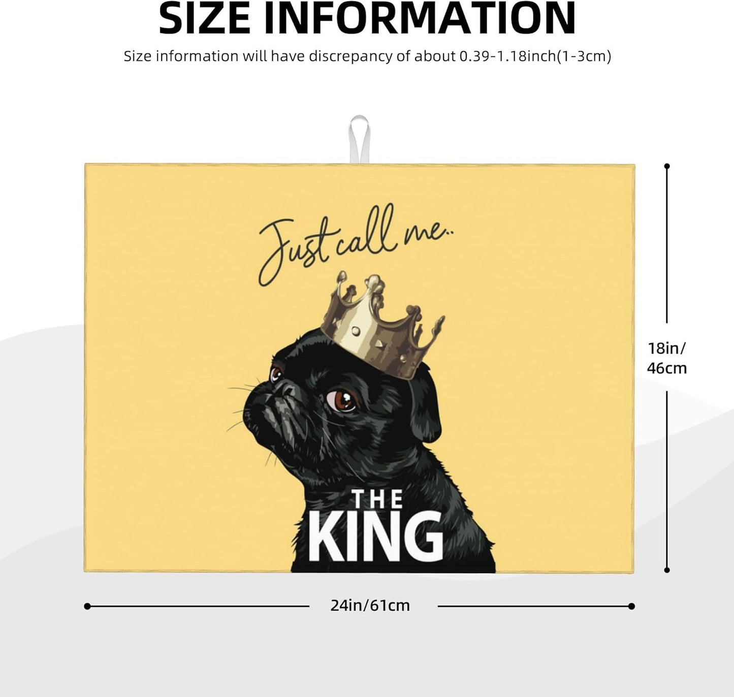 Funny Bulldog Dish Drying Mat for Kitchen Counter Cute Dog Drying Pad 18x24 Inch Yellow Absorbent Reversible Dish Drainer Rack Mats