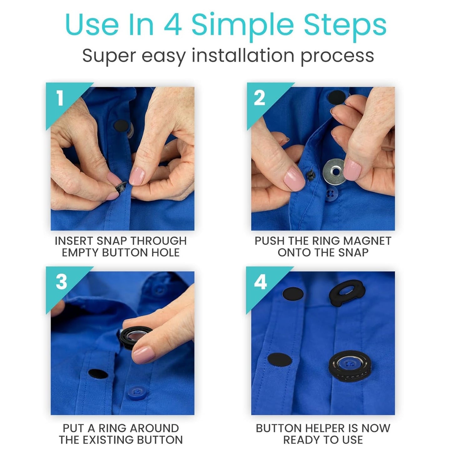 Vive Button Assist Tool (10 Pack) - Magnetic Button Helper for Elderly - Assistive Devices for Disability, Arthritis - Shirt Buttoner Hook, Clothing Adaptive Equipment for Seniors & Stroke Assistance