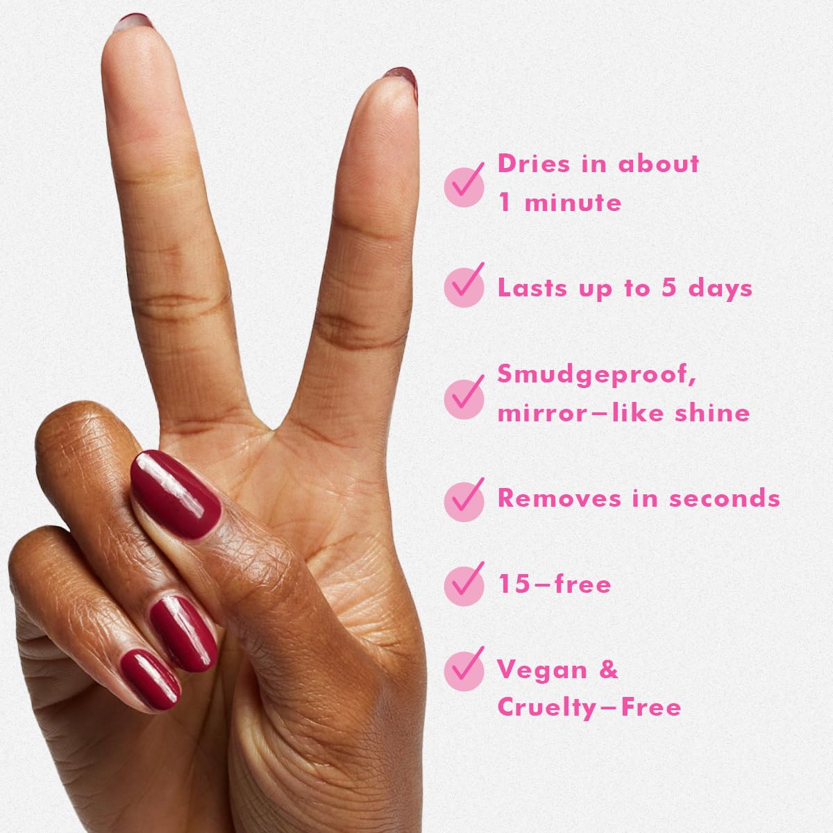 Olive & June Quick Dry Nail Polish | Instant, Fast-Drying, Smudgeproof Color | 15-free, Vegan, Cruelty-Free Formula | Lasts up to 5 Days | Salon-Quality Manicure Pedicure at Home | Cabernet | Wine Red