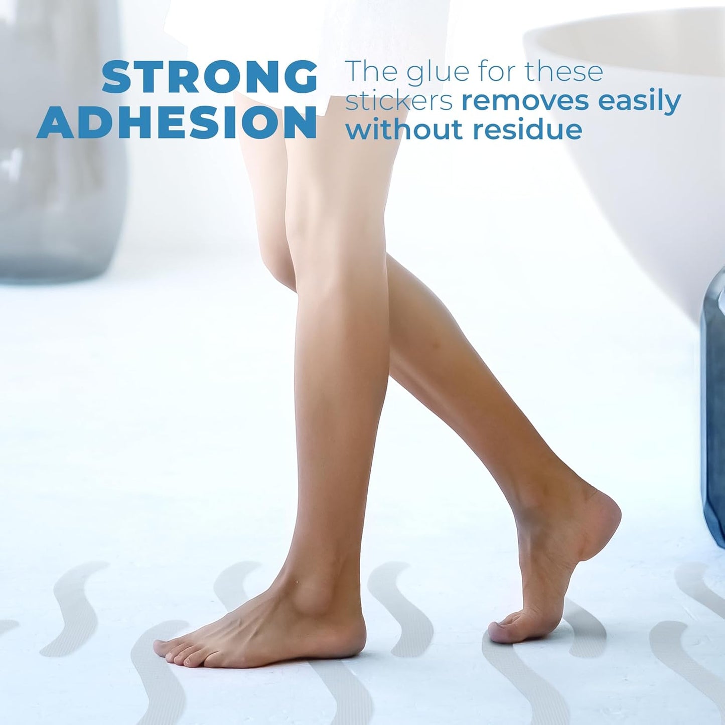 Anti Slip Shower Stickers 24 PCS, Invisible Non-Slip Shower Strips for Adults, Premium Adhesive Bath Tub Stickers (Clear)