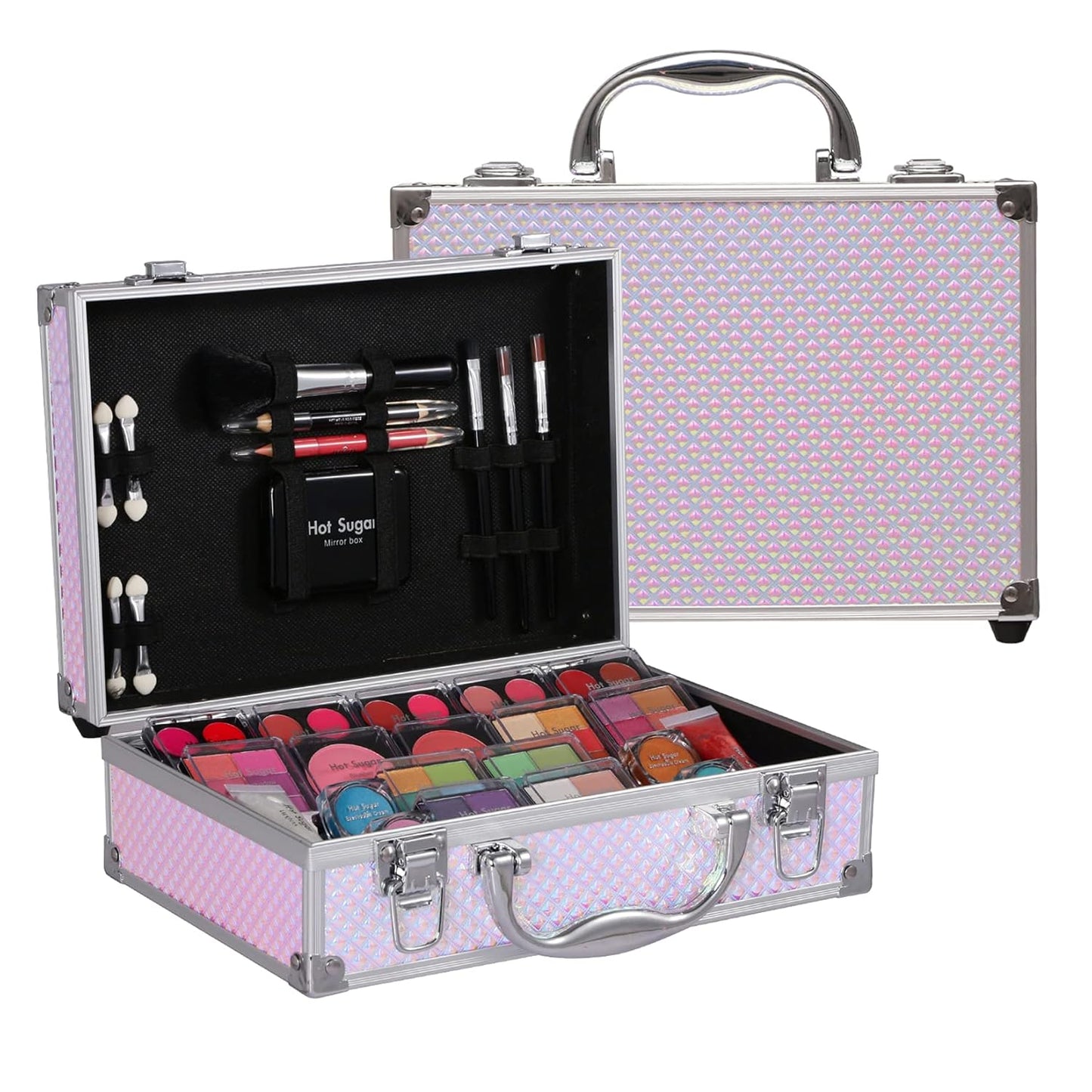 Hot Sugar Makeup Kit for Girls and Women - Full Starter Cosmetics Set with Eye Shadow Palette Lip Balm Blush Lip Gloss Brush Lip & Eye Pencil and Mirror