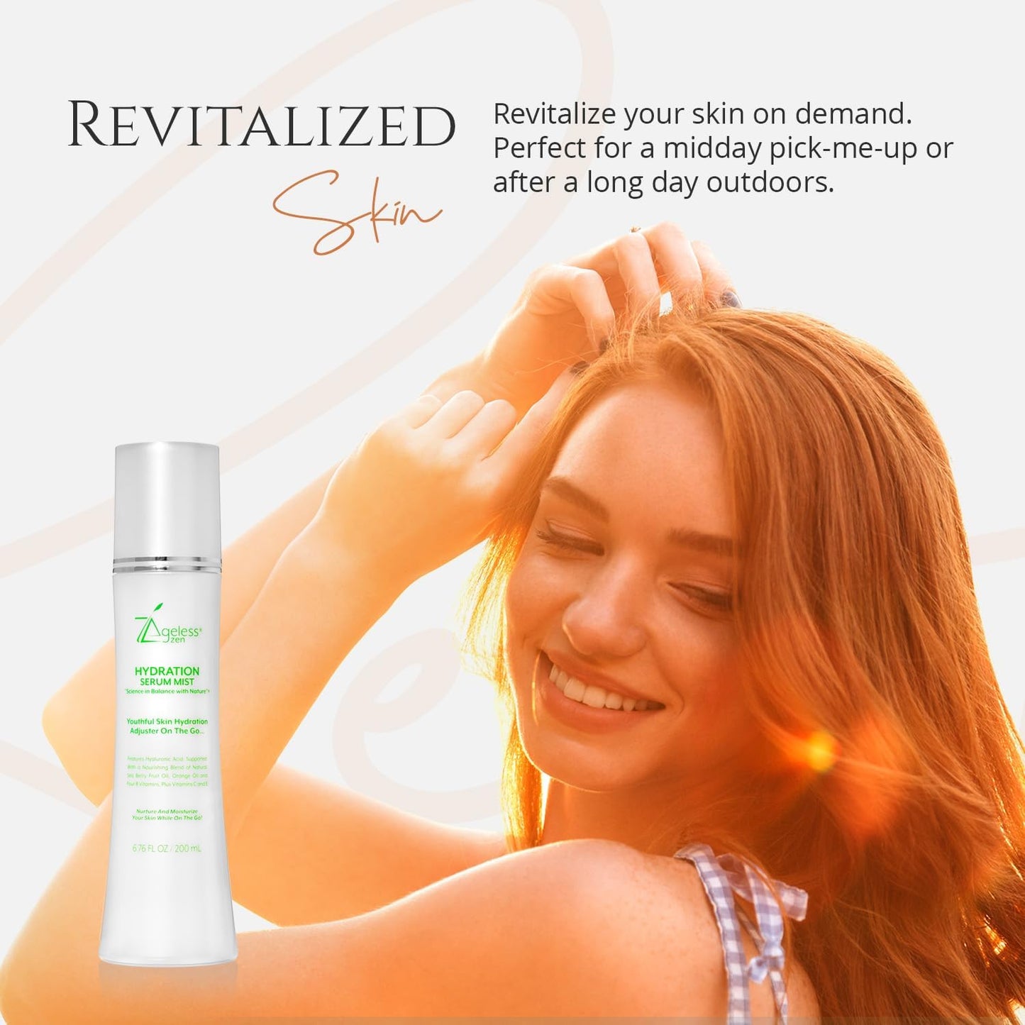 Hydrating Serum Mist (6.26 + 1.35) FL OZ - (Comes with Refill) - Improves Tone & Texture – Calms, hydrates, refreshes Sensitive Skin - Hyaluronic Acid Serum, E Vitamins - Anti-Wrinkle