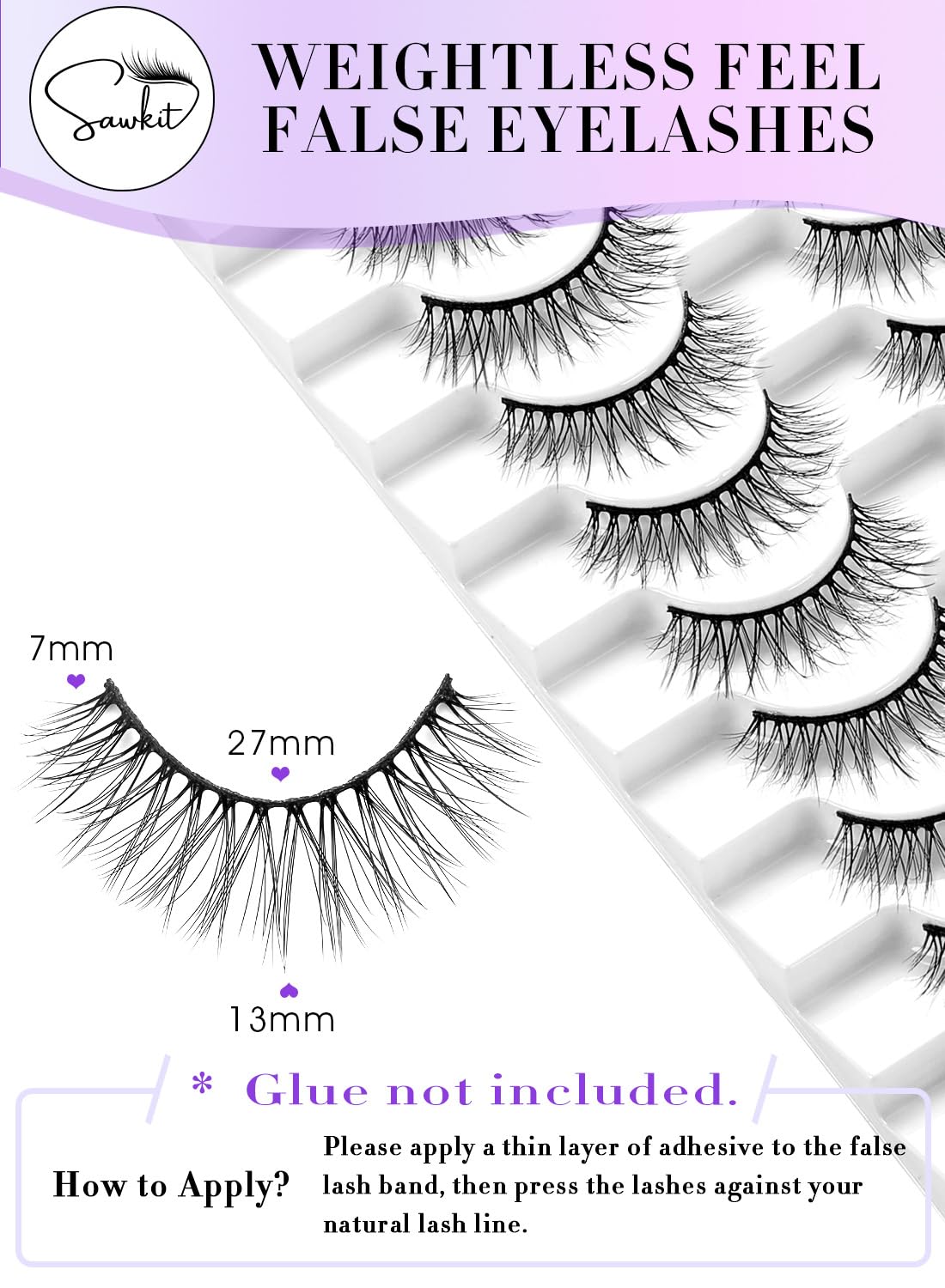 Classic Fake Eyelashes – 7-13mm – Lash Extensions – Luxurious Natural Mink Lashes Eyelash Extensions – Comfortable and Easy to Apply – High-End Fiber Lashes for Superior Volume