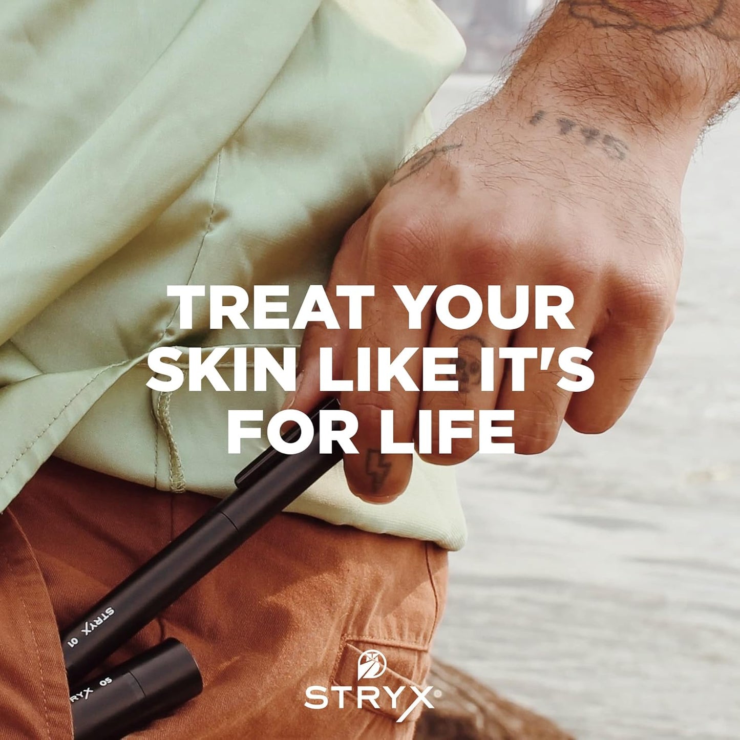 Stryx Concealer Stick Tool for Men, Medium Mahogany - Natural Pigments Hides Imperfections, Acne, Razor Burns, Scars, & Rosacea - Highly Adaptable Shades for Easy, Undetectable Coverage