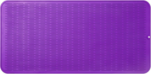 Silicone Dish Drying Mat for Multiple Usage,Easy clean,Eco-friendly,Heat-resistant Silicone Mat for Kitchen Counter or Sink,Refrigerator or Drawer Liner Purple 5XL 36inches x 18inches