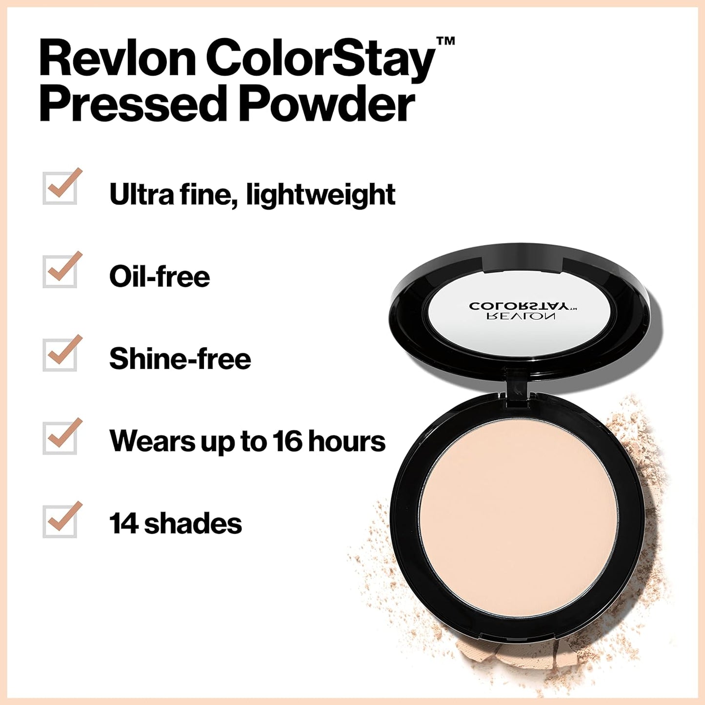 Revlon ColorStay Pressed Powder Face Makeup, Longwearing, Fragrance-Free, Noncomedogenic, 820 Light, 0.3 oz