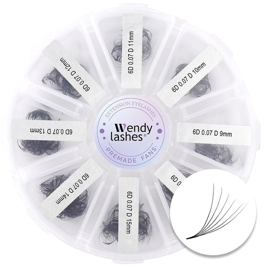 Pre-made Fans for Eyelash Extension 500+6D D Curl Handmade Loose Volume Lashes9-16mm