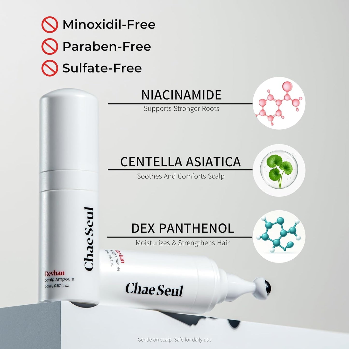 Revhan Scalp Serum for Hair Loss & Thinning – Hair Growth Serum for Men & Women w/Salicylic Acid & Centella Asiatica – Soothes Itchy, Irritated Scalp with Roll-On