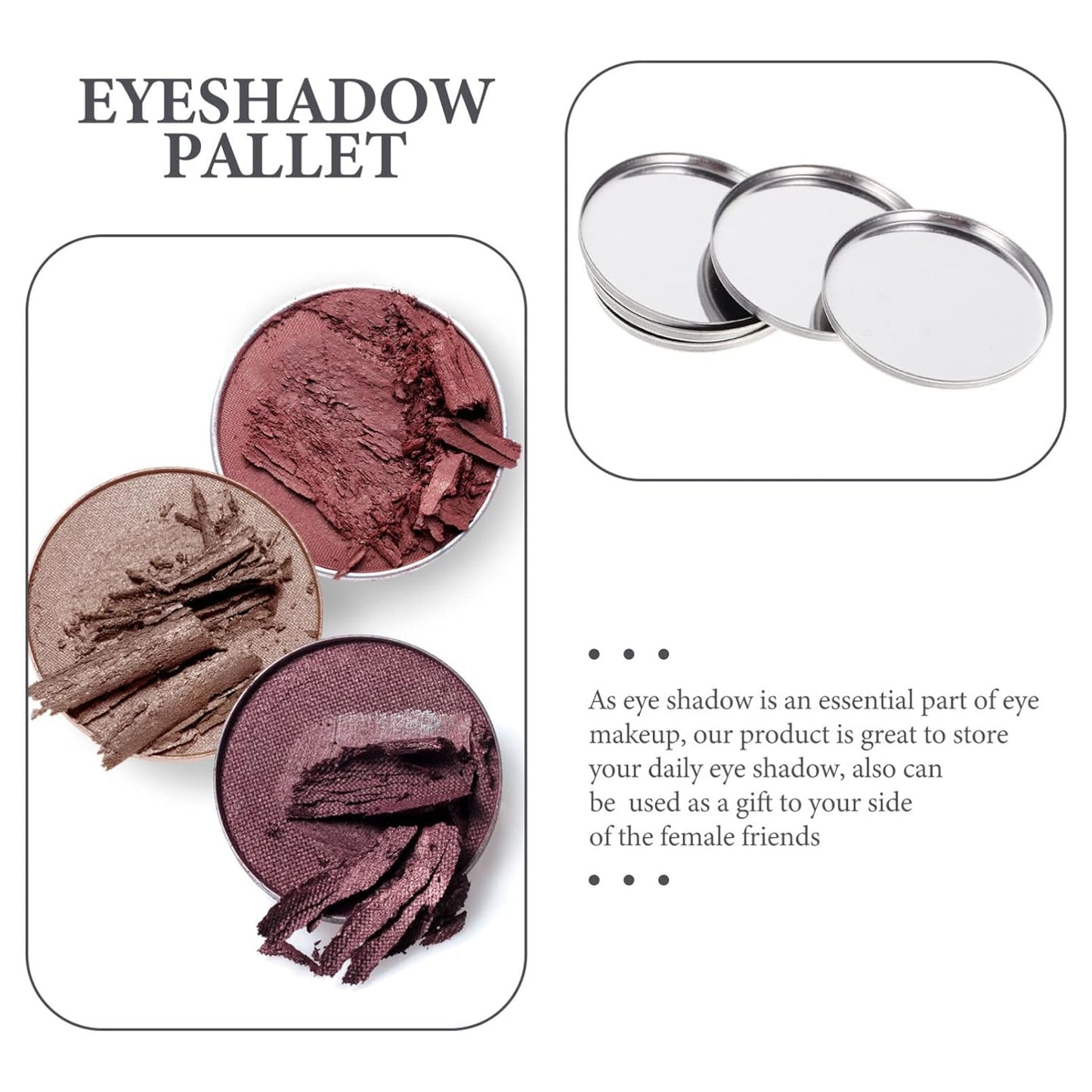 20pcs Metal Makeup Eyeshadow Jars Pan Palettes Tin Lipstick Foundation Single Holder Watercolor Eye Tray Steel Round Blush Pans Magnetic Cosmetic Plate Empty Pigment for