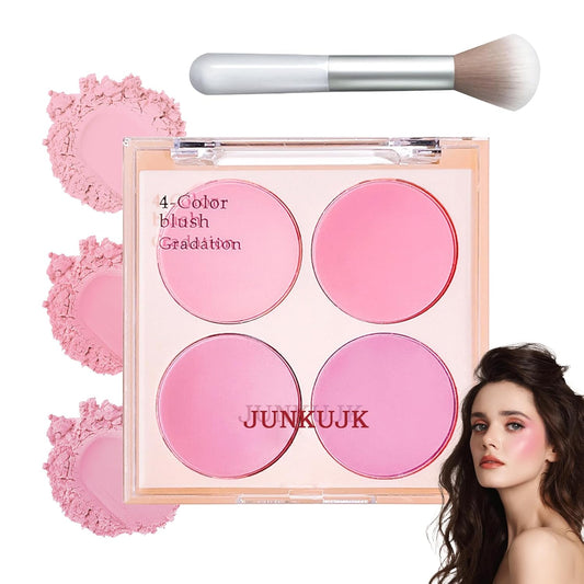 Blush Palette,Shimmer Silky Matte Blush Powder Palette,Professional Cute Face Contour Highlighter Blush Palette with Blush Makeup Brush 02