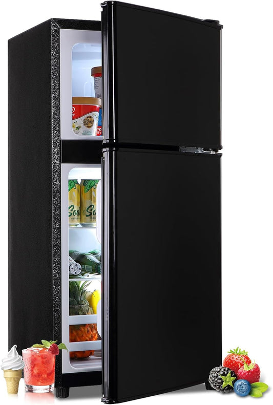 Mini Fridge with Freezer, 3.6 Cu. Ft. Adjustable Thermostat Compact Fridge with Freezer,Office Mini Refrigerator with Freezers, Small Size Dorm Fridges for Apartment,Dorm,Kitchen,Office,Black