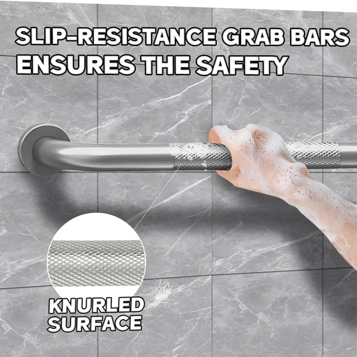Grab Bars for Bathtubs and Showers 2 Pack 20'' Safety Grab Bar, Heavy Duty Shower Handle Bath Handrails for Seniors and Elderly, Bathroom Safety Grip