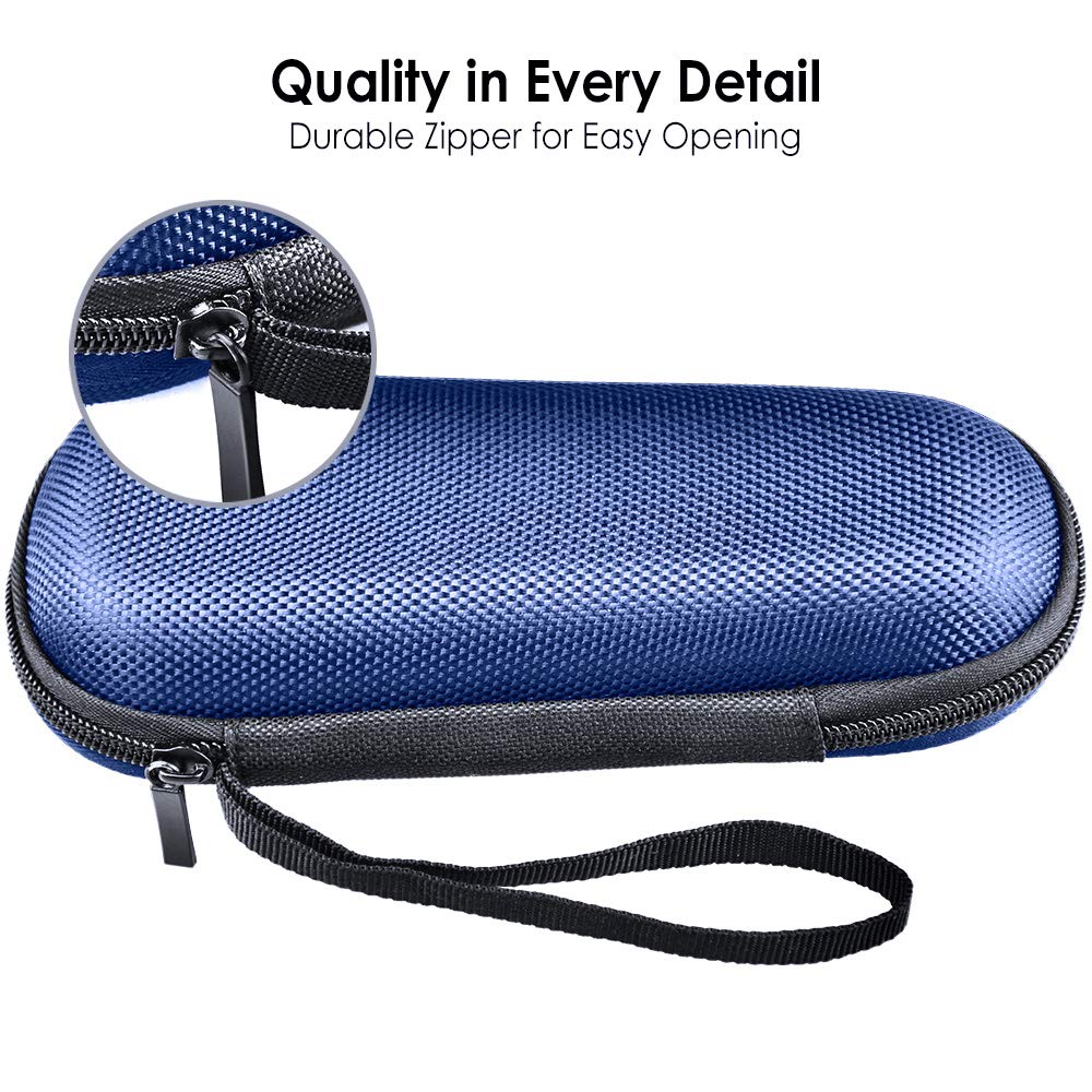 Hard EVA Razor Travel Case Compatible with Gillette Men's Razor - Mesh Pocket for 2 Razor Blades + Lightweight Carrying Handle + Durable Zipper (Only Case) (Blue)