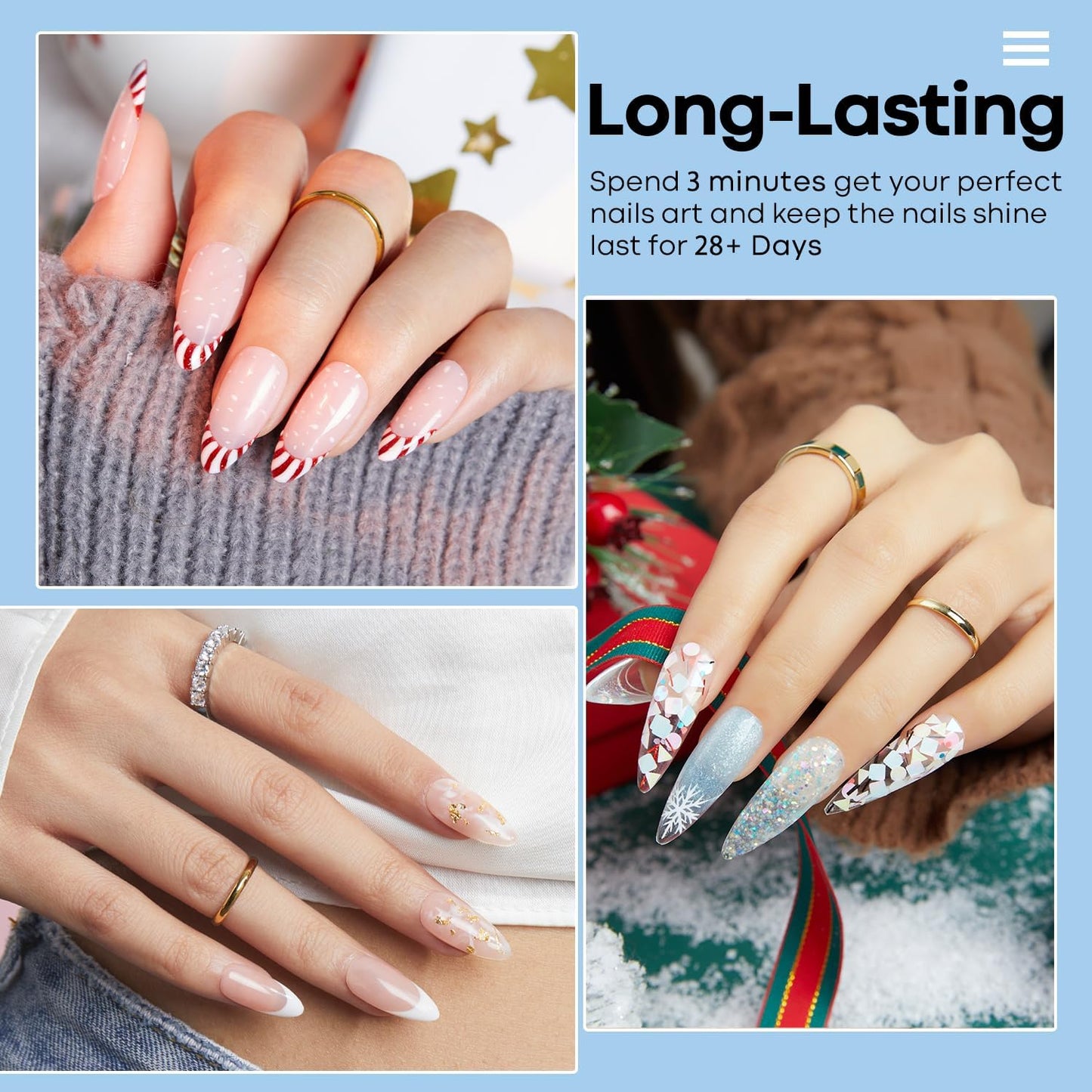 Modelones Dip Powder Clear Color - Long-Lasting Nail Dipping Powder Kit - DIY French Nail Art at Home - No Lamp Required