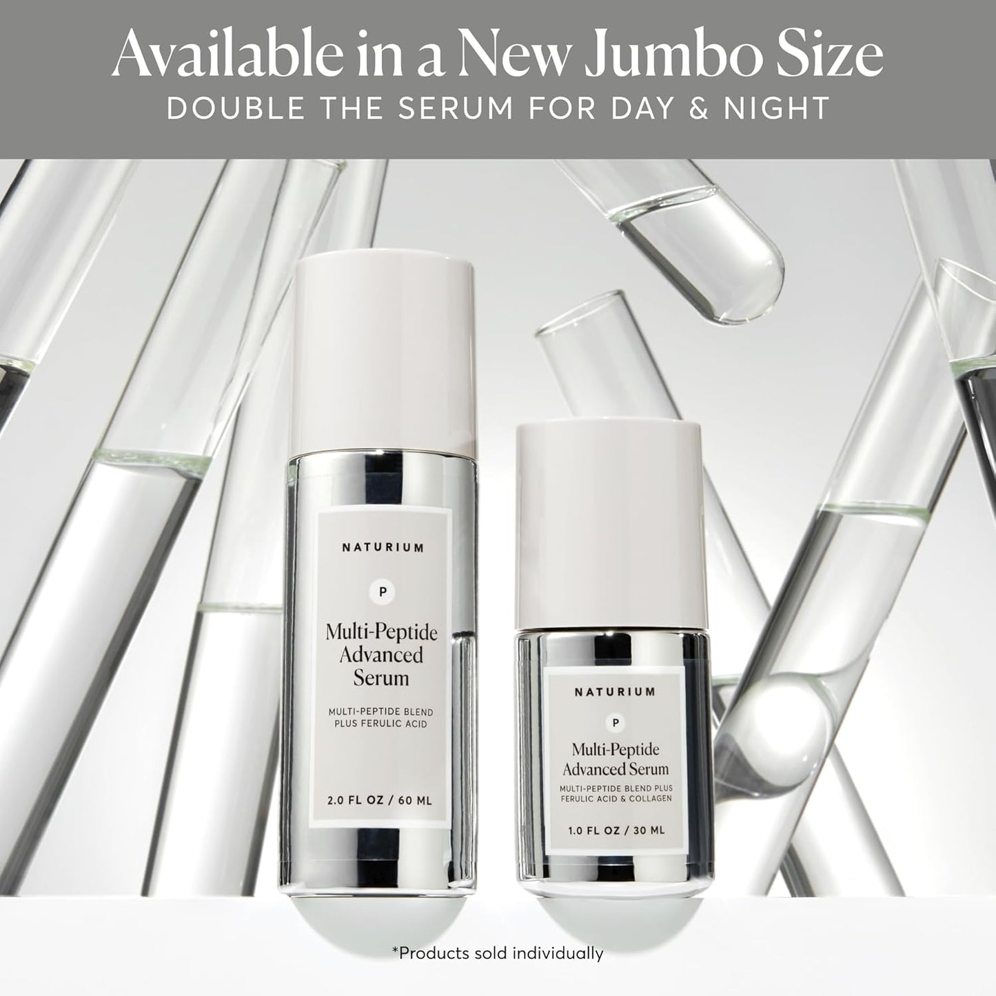 Naturium Multi-Peptide Advanced Serum Jumbo, Firming & Smoothing Face Serum for Fine Lines & Wrinkles with Advanced Multi-Peptide Blend, 2 oz