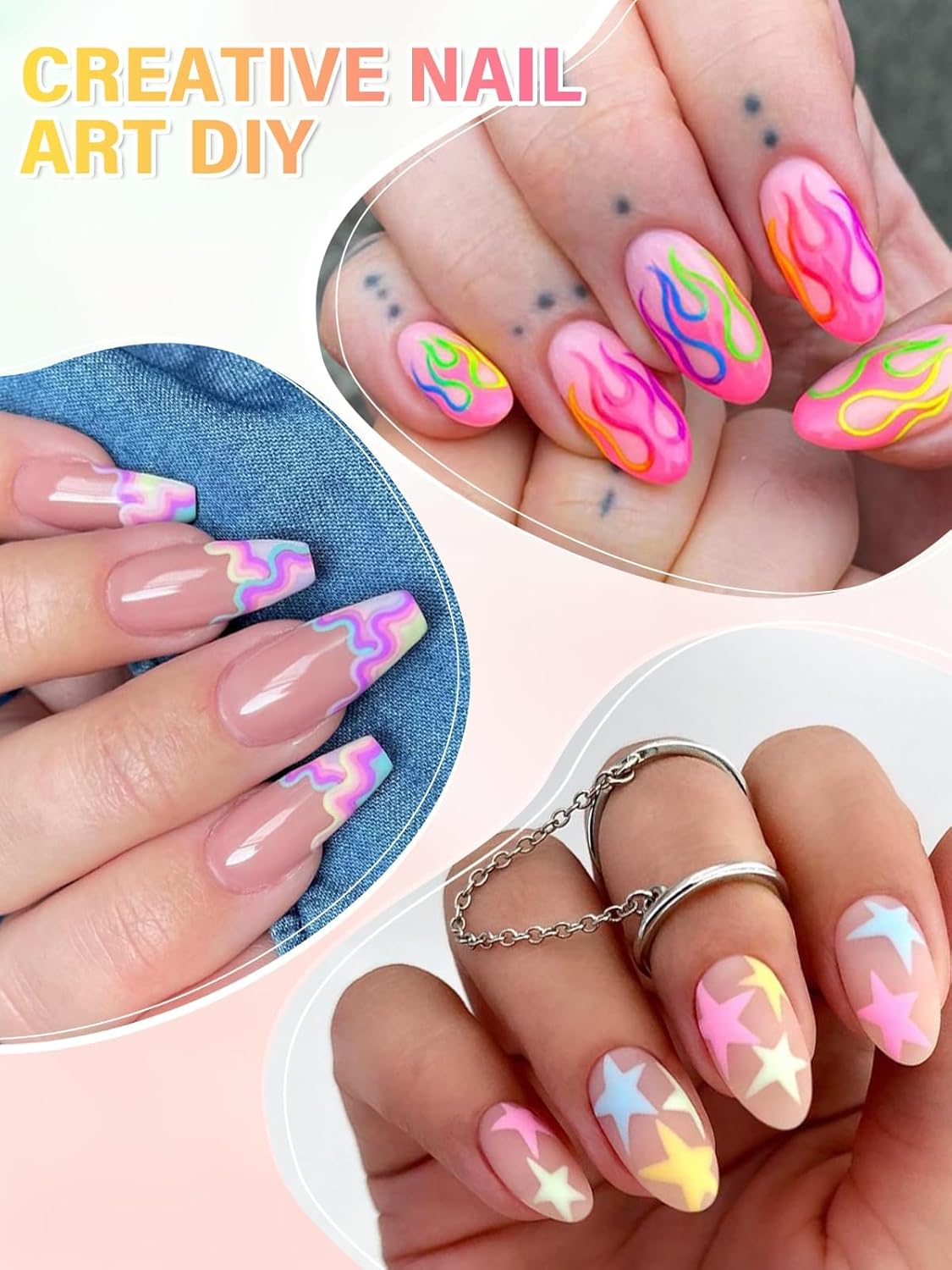 EBANKU 24 Colors Nail Art Pens Quick Drying, 3D Soft-Tip Nail Polish Pens Acrylic Paint Nail Pens for Nail Art Color-fast Nail Point Dotting Liner Pen Sets for Home & Salon Nail DIY Art Design Tools