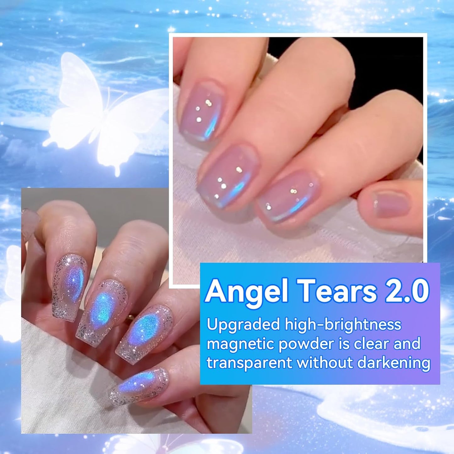BORN PRETTY Cat Magnetic Eye Gel Nail Polish,Blue Tears Magnetic Gel Polish Passion Fruit Cat Magnetic Eye Gel Manicure Nail Art DIY 15ml