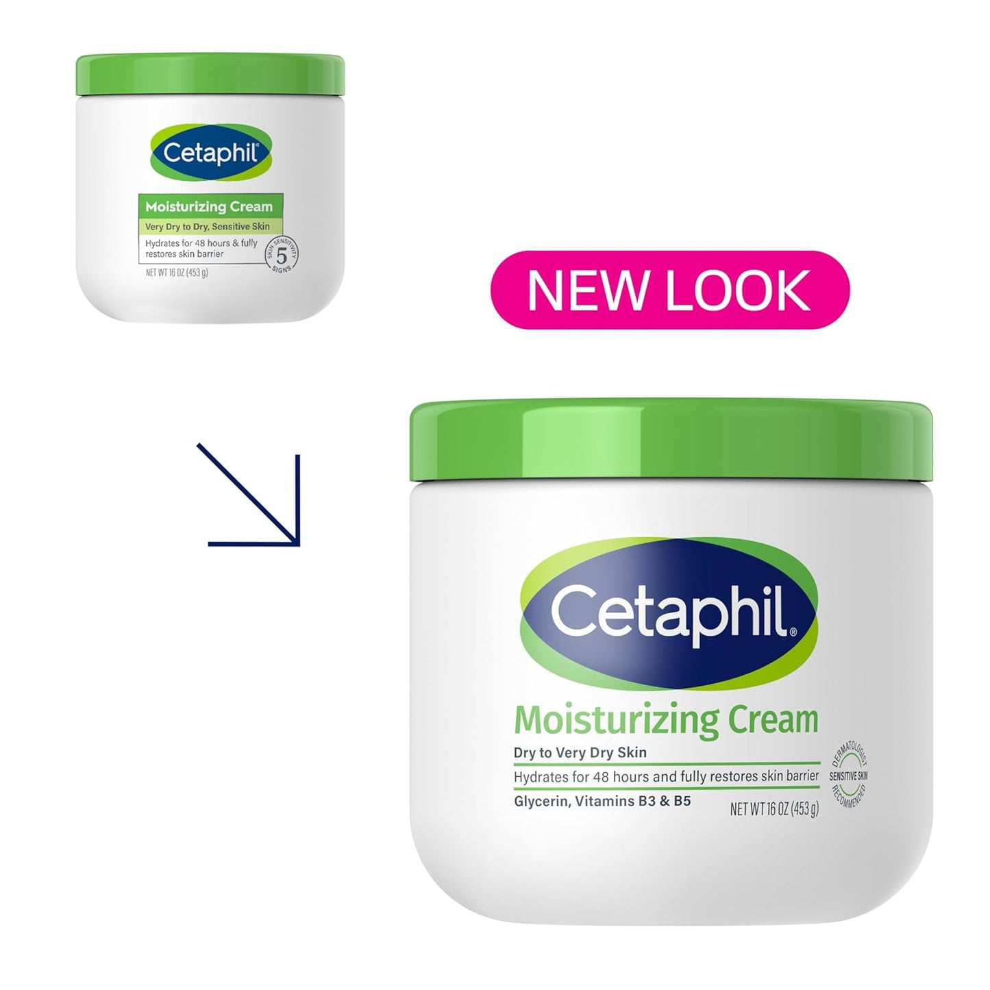 Cetaphil Face & Body Moisturizer, Hydrating Moisturizing Cream for Dry to Very Dry, Sensitive Skin, NEW 16 oz, Fragrance Free, Non-Comedogenic, Non-Greasy