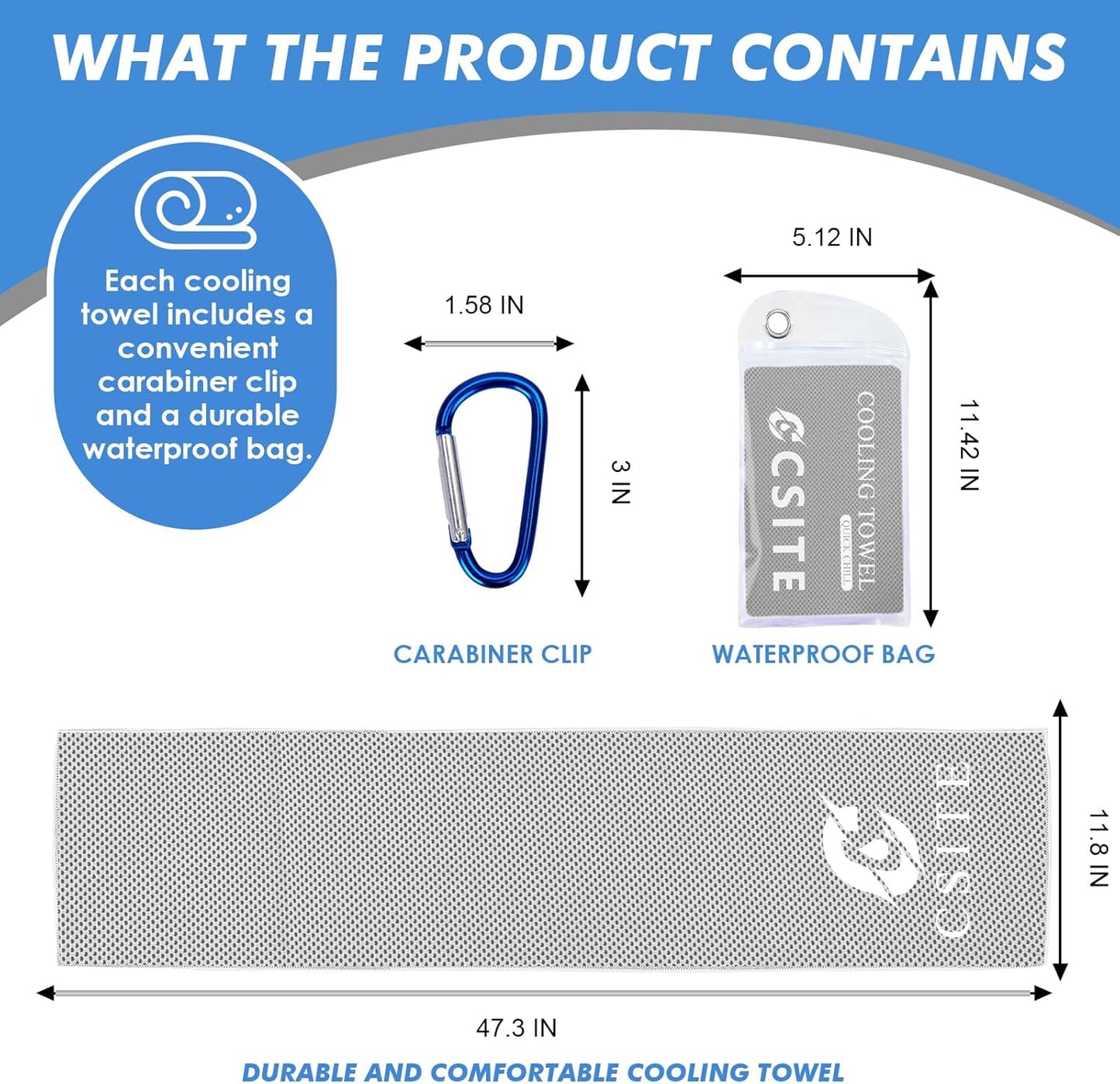 6 Pack Cooling Towels (47"x12") for Neck and Face, Ice Towel for Hot Weather, Soft Breathable Chilly Gym Towels, Microfiber Towel for Work Out, Yoga, Running, Camping & More Activities