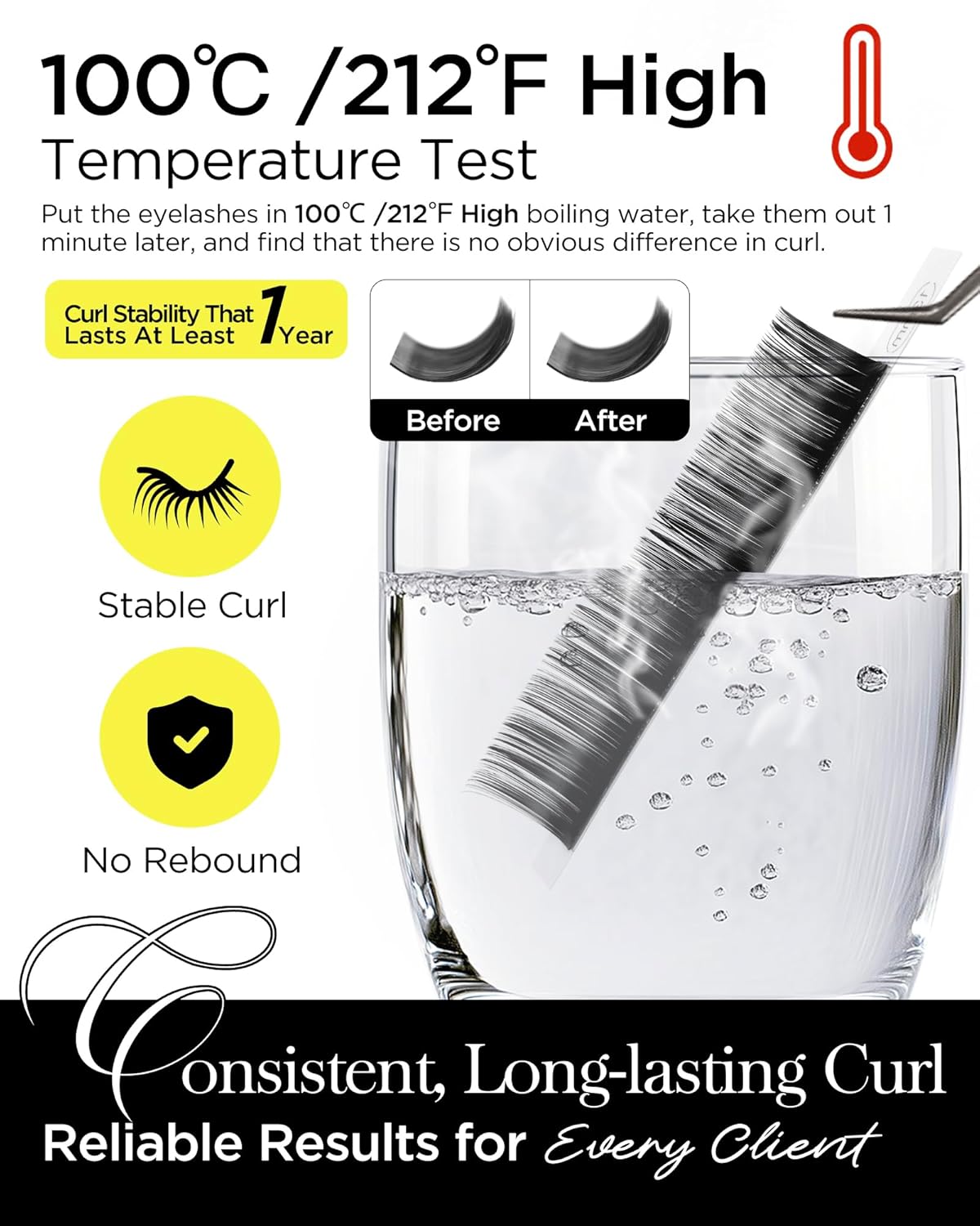 BEYELIAN Eyelash Extension 0.05 C Curl 7-15mm Mixed Tray Easy Fan Lash Extensions Volume Lashes 100°/212°F High Temperature Resistant Classic Professional Use Natural Matte Black (0.05 C 7-15mm Mix)